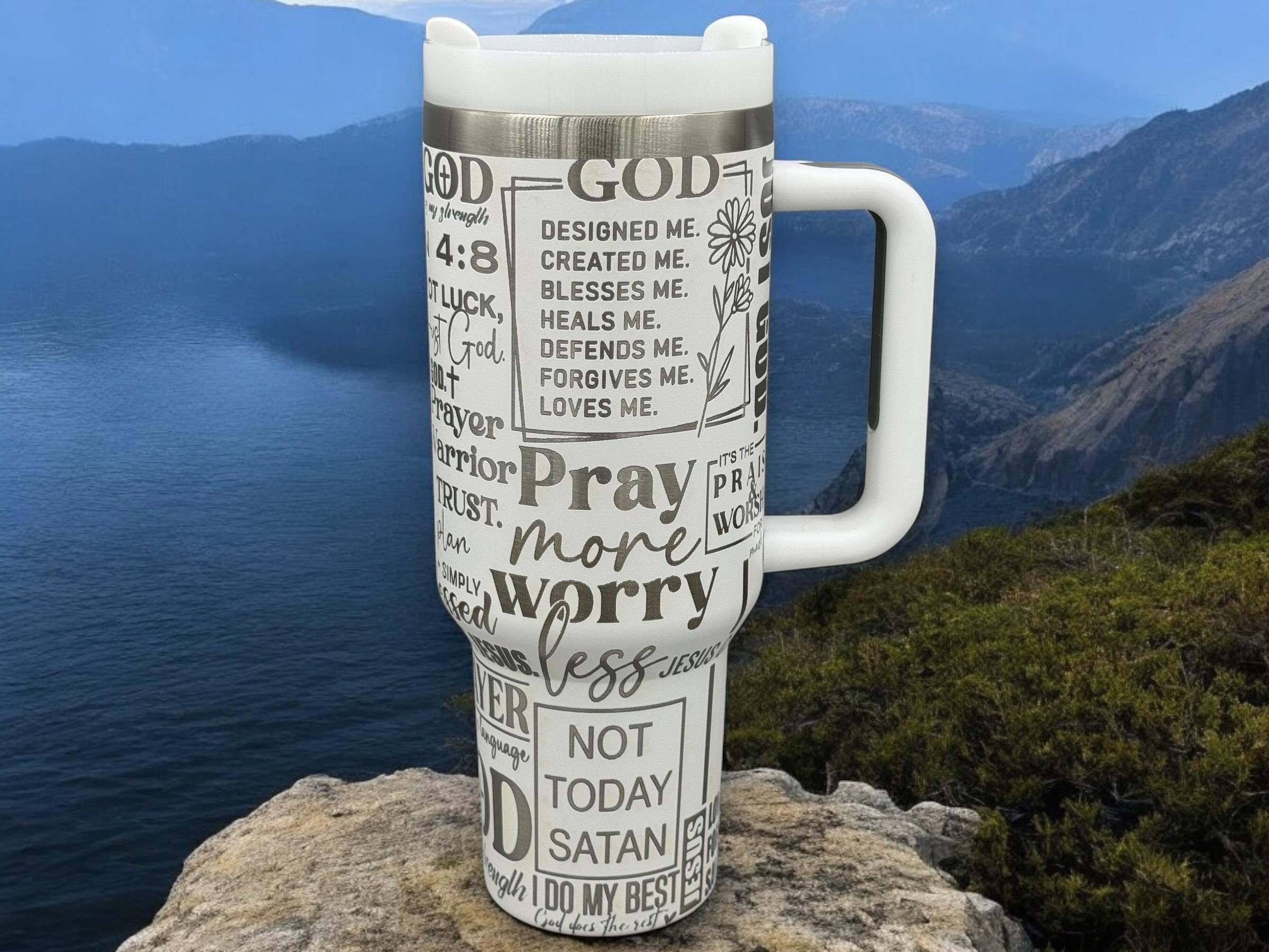 Bible Verse Stanley Tumbler – Personalized Christian Gift for Him or Her – Laser Engraved Stainless Steel Cup – Faith & Scripture Mug