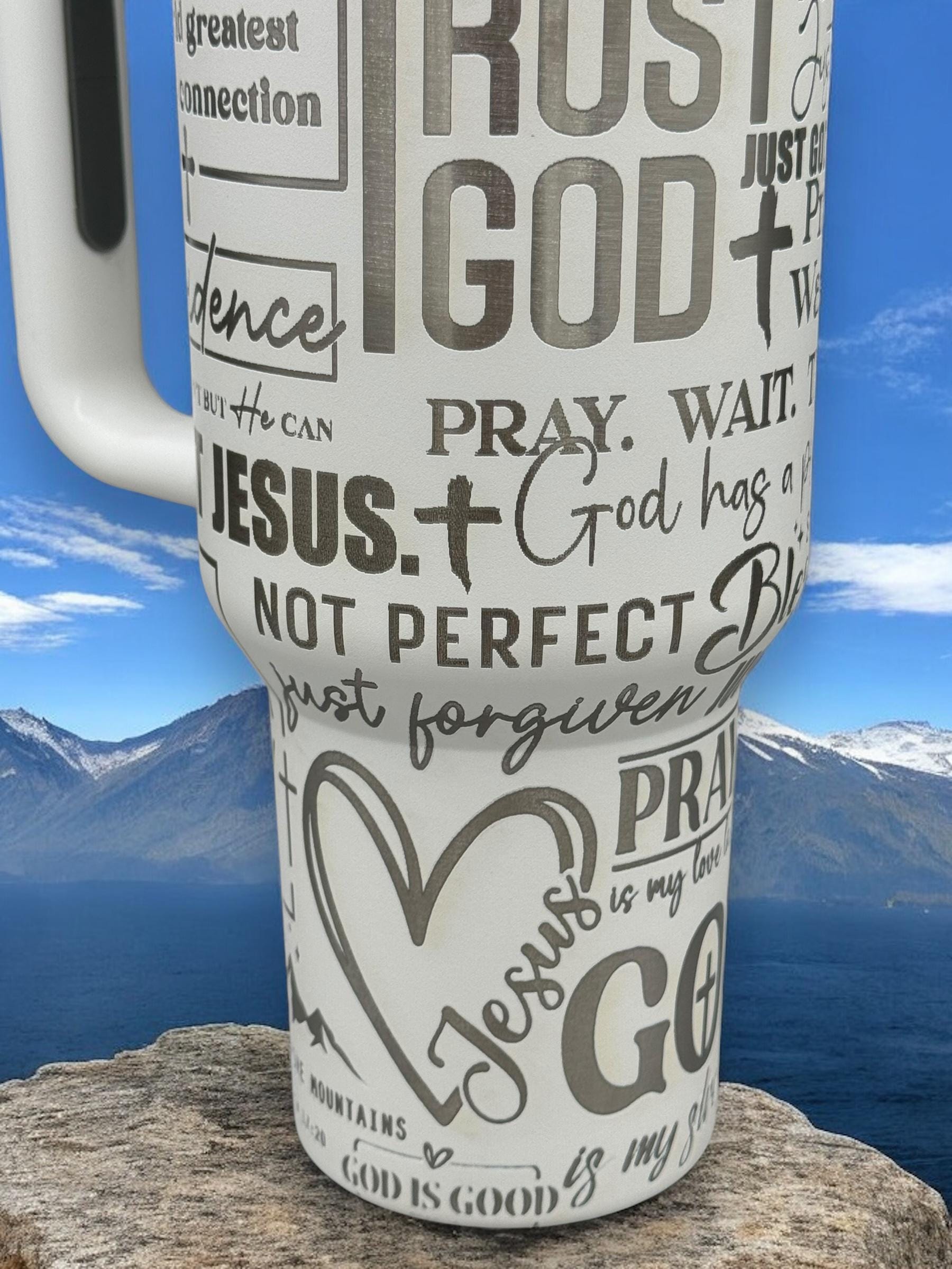 Bible Verse Stanley Tumbler – Personalized Christian Gift for Him or Her – Laser Engraved Stainless Steel Cup – Faith & Scripture Mug
