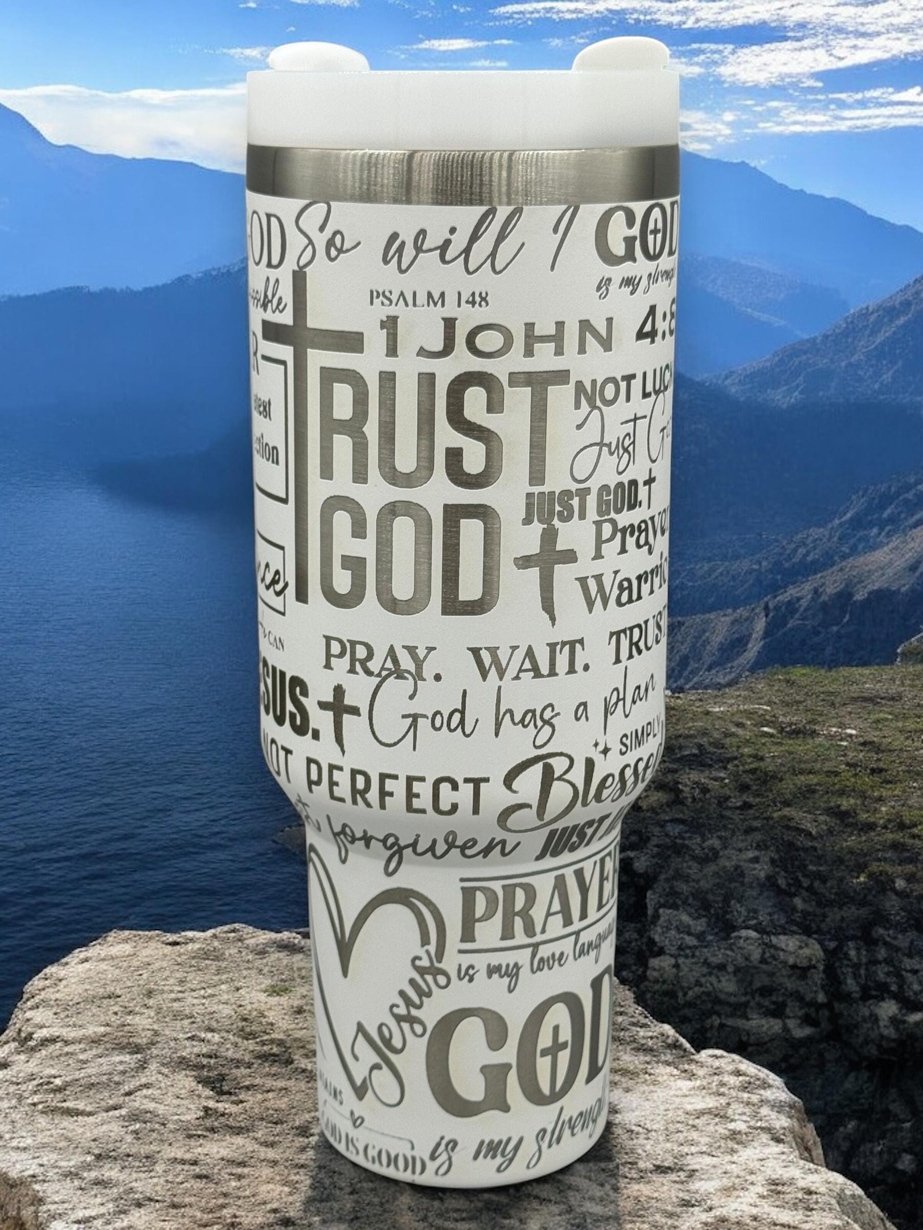 Bible Verse Stanley Tumbler – Personalized Christian Gift for Him or Her – Laser Engraved Stainless Steel Cup – Faith & Scripture Mug