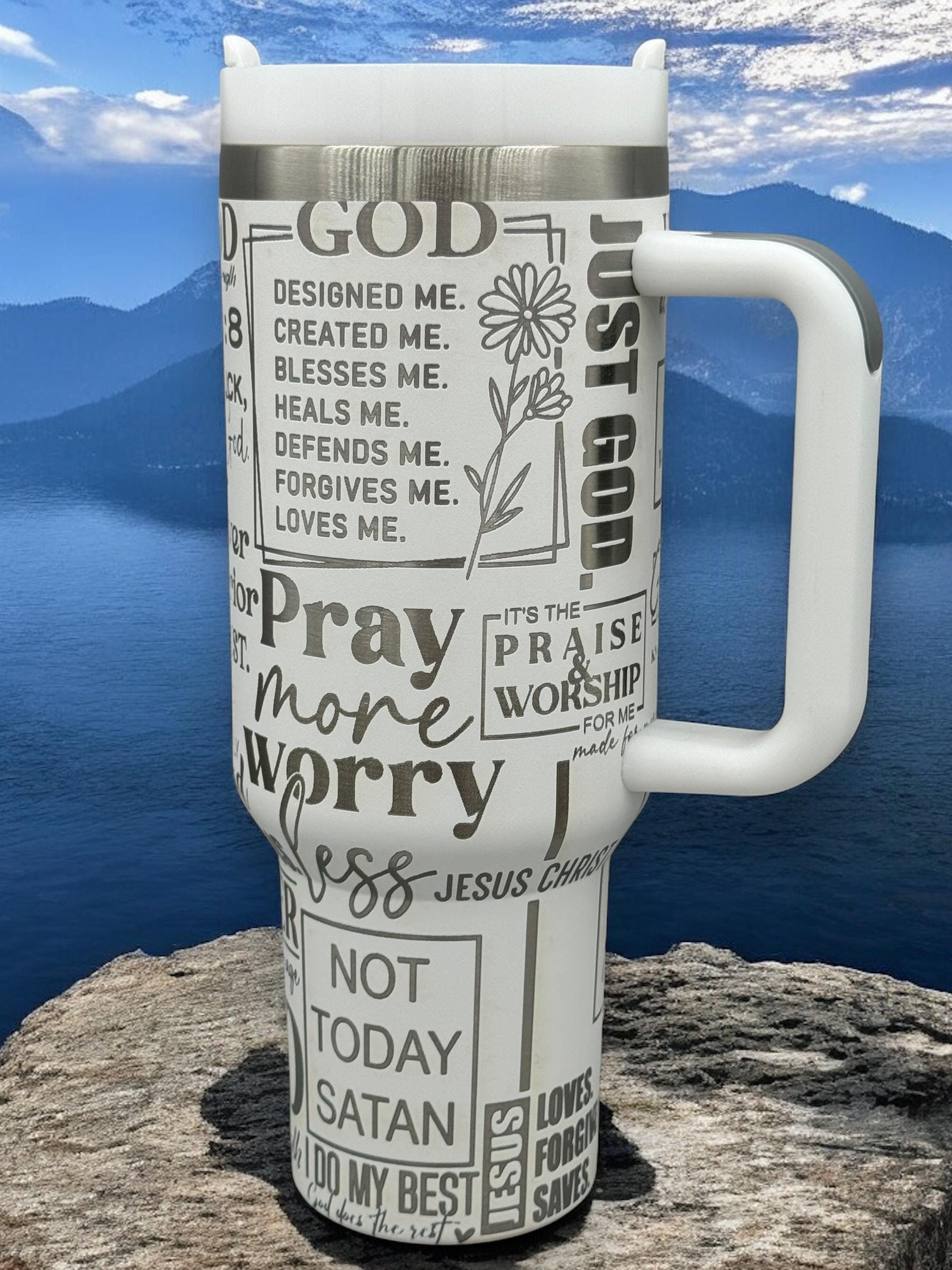Bible Verse Stanley Tumbler – Personalized Christian Gift for Him or Her – Laser Engraved Stainless Steel Cup – Faith & Scripture Mug