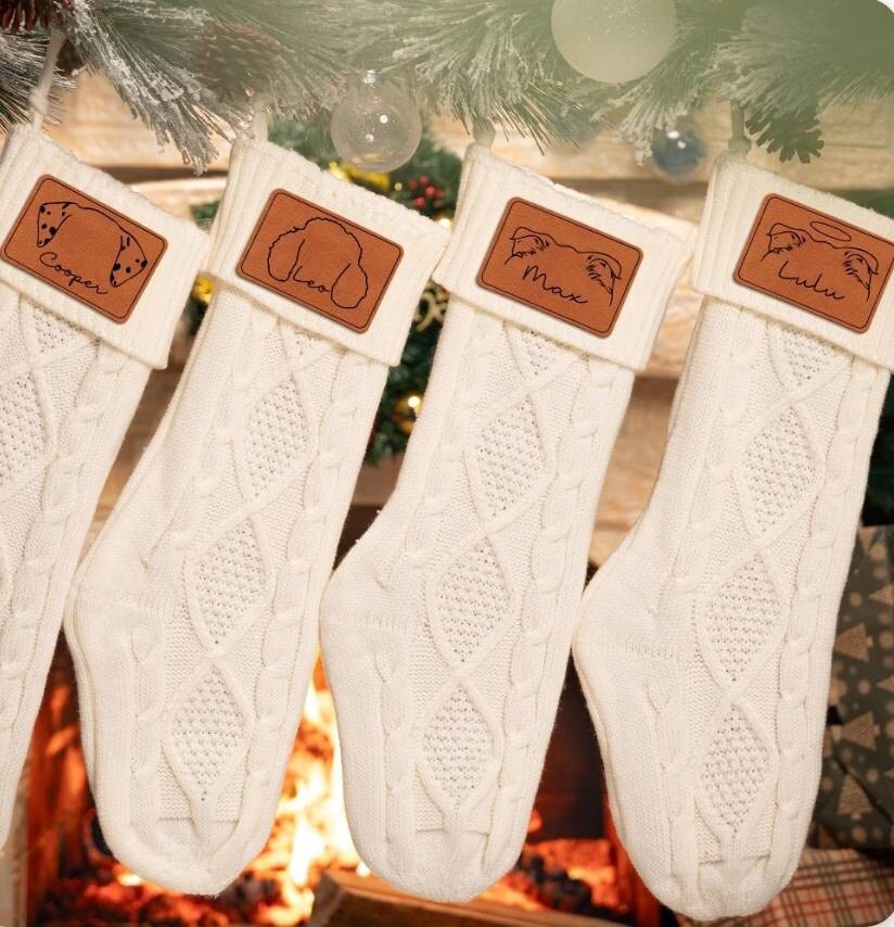 Custom Christmas Stocking for Pet Lovers, Personalized Dog Ears Cat Ears Stockings, Holiday Decorations for Pet Lovers