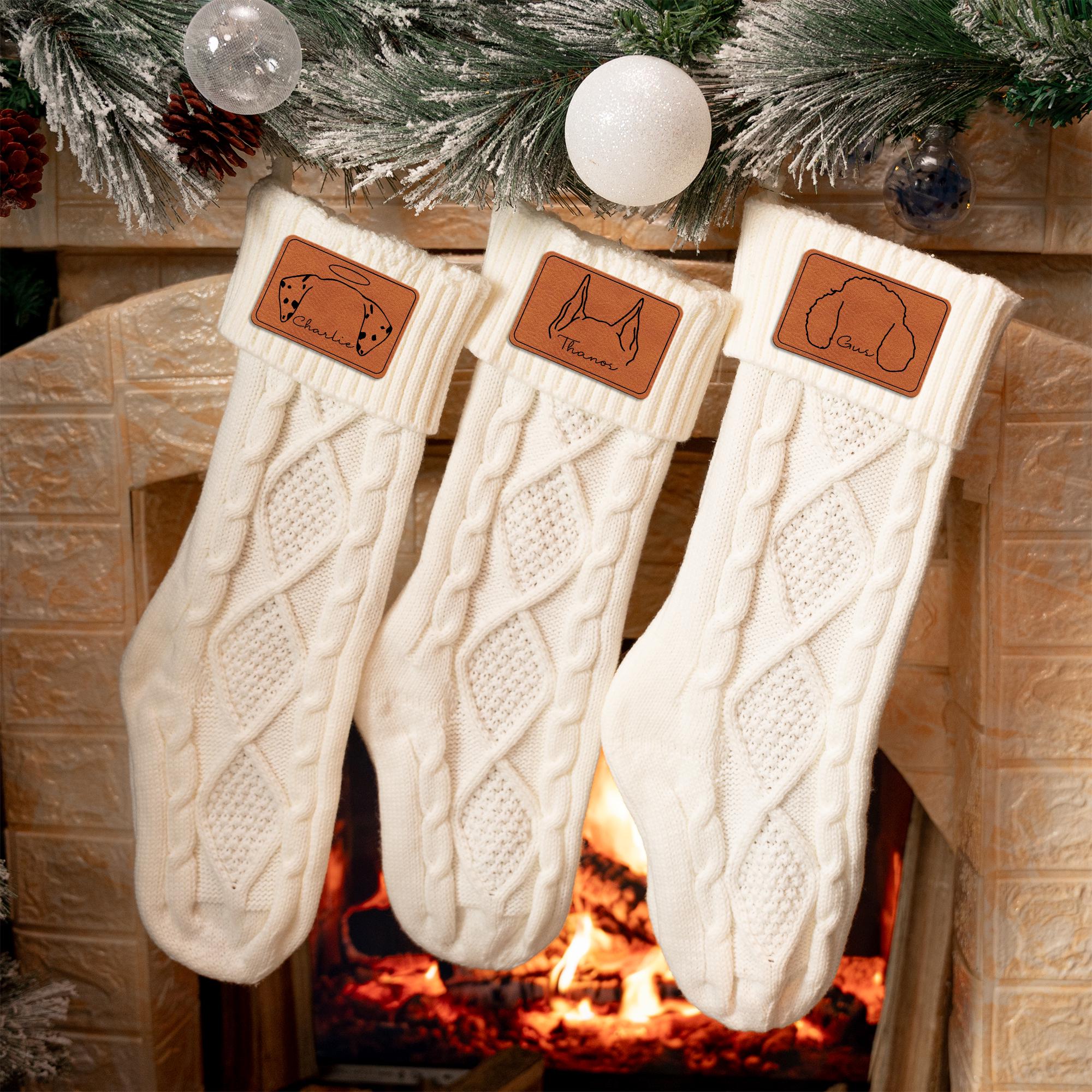 Custom Christmas Stocking for Pet Lovers, Personalized Dog Ears Cat Ears Stockings, Holiday Decorations for Pet Lovers