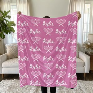 Personalized Tennis Blanket: Velveteen Plush Throw, Sports Lover Gift