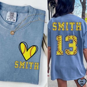 Softball mom shirt comfort colors, Tball mom custom softball gift, softball pocket momshirt, Two sided sport shirt, Softball heart shirt