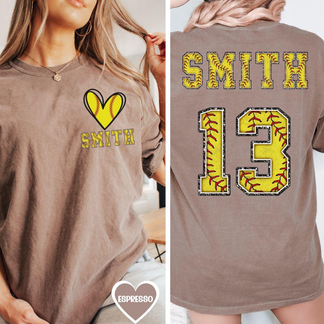 Softball mom shirt comfort colors, Tball mom custom softball gift, softball pocket momshirt, Two sided sport shirt, Softball heart shirt
