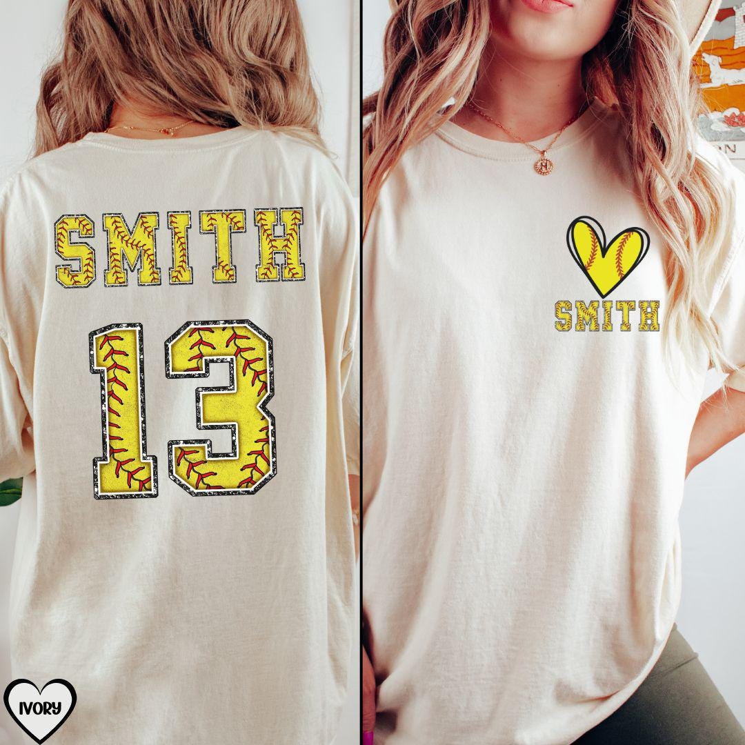 Softball mom shirt comfort colors, Tball mom custom softball gift, softball pocket momshirt, Two sided sport shirt, Softball heart shirt