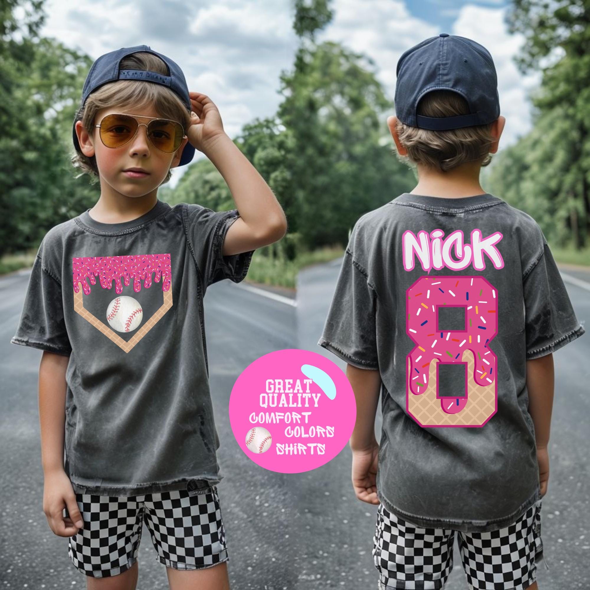 Personalized Boy Baseball Drip Shirt, Custom Baseball Shirt for Kid, Bulk Team Gift, Ice Cream Drip Tee, Easter Basket Gift, Baseball TShirt