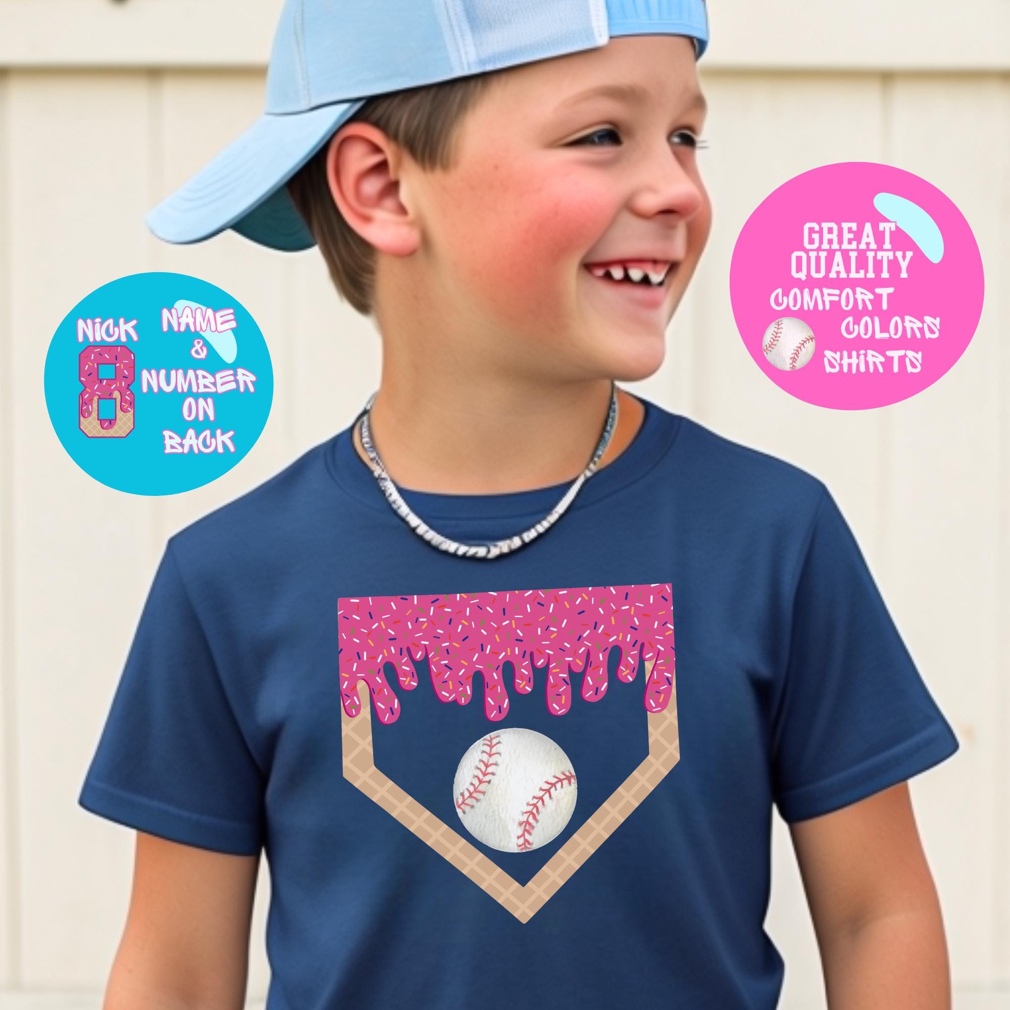 Personalized Boy Baseball Drip Shirt, Custom Baseball Shirt for Kid, Bulk Team Gift, Ice Cream Drip Tee, Easter Basket Gift, Baseball TShirt