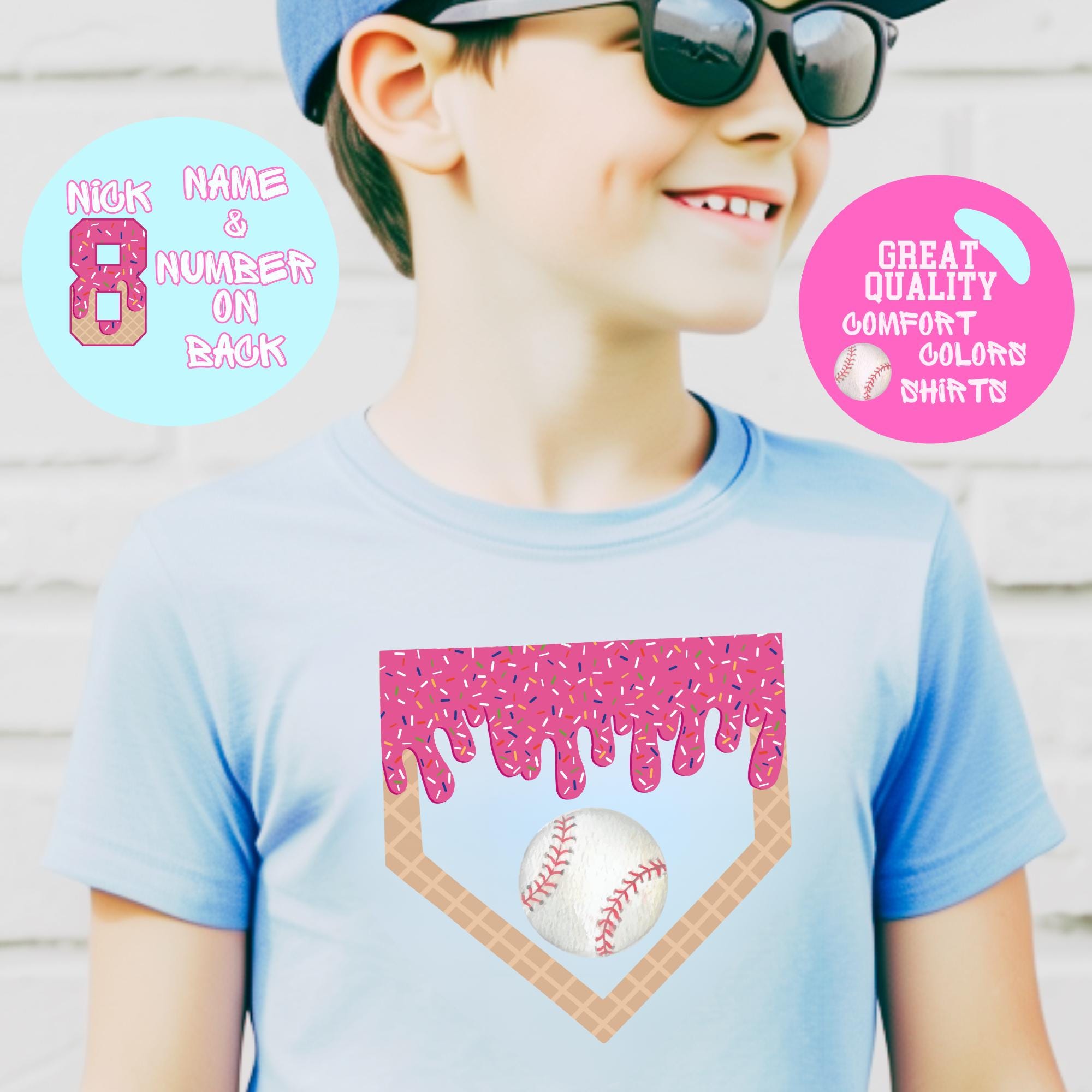 Personalized Boy Baseball Drip Shirt, Custom Baseball Shirt for Kid, Bulk Team Gift, Ice Cream Drip Tee, Easter Basket Gift, Baseball TShirt