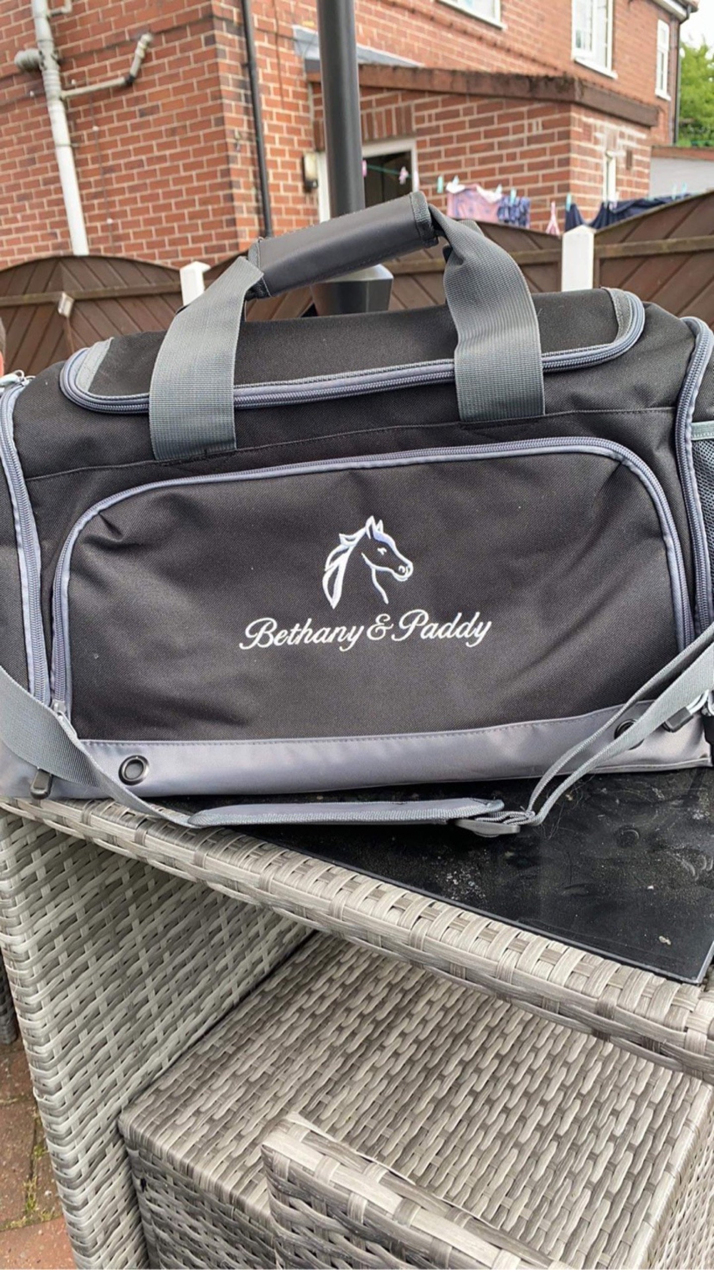 1 Personalised Horse Riding Holdall Bag with Embroidered Horse Logo, Stable, Ranch Bag