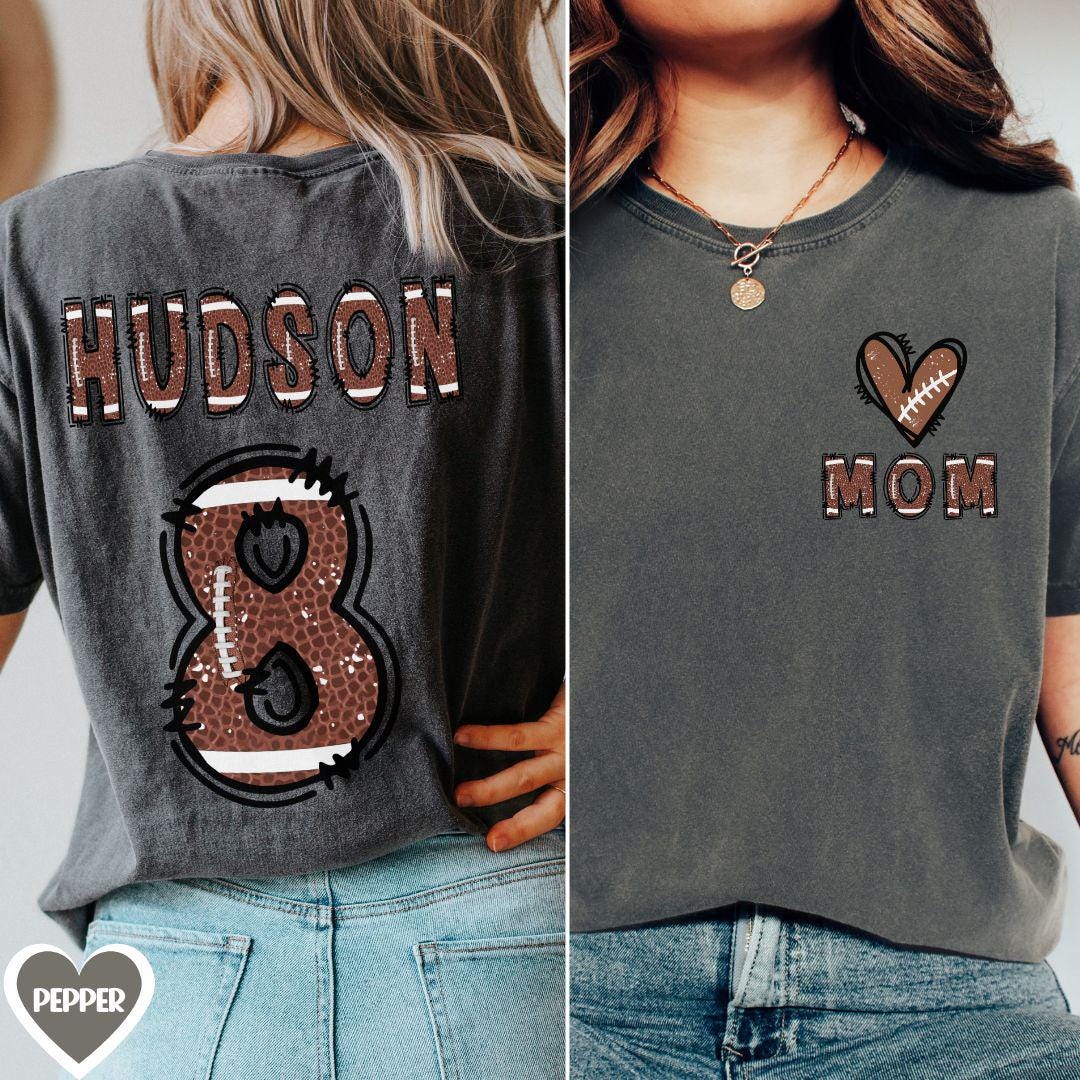 Football mom shirt comfort colors, Flag Football Season mama custom gift, Football kids name & jersey number, sport tee, Mothers day gift