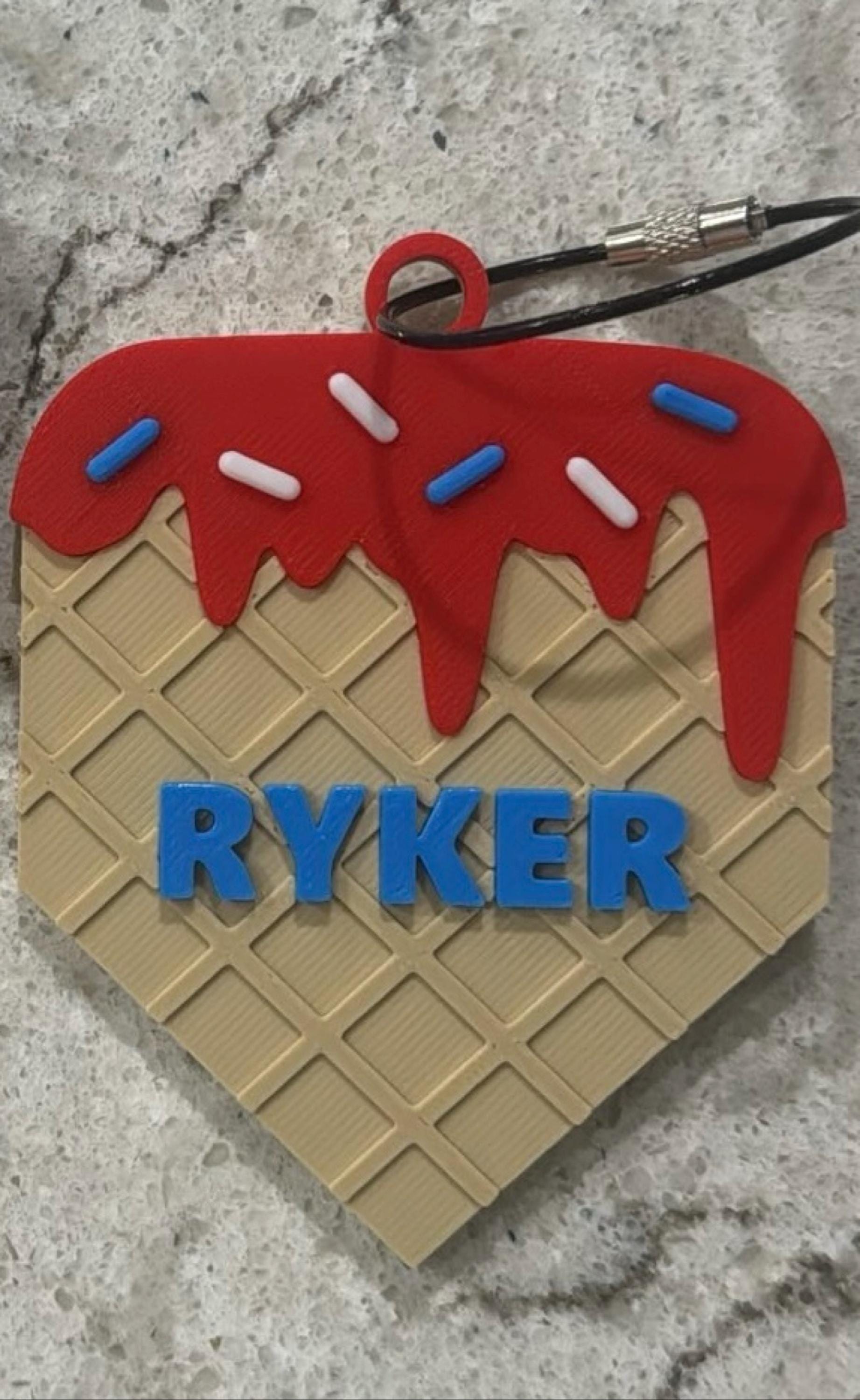 Baseball Bag Tag – Softball Bag Tag – Ice Cream Drip Home Plate – Personalized Bat or Backpack Tag – Custom Team Colors