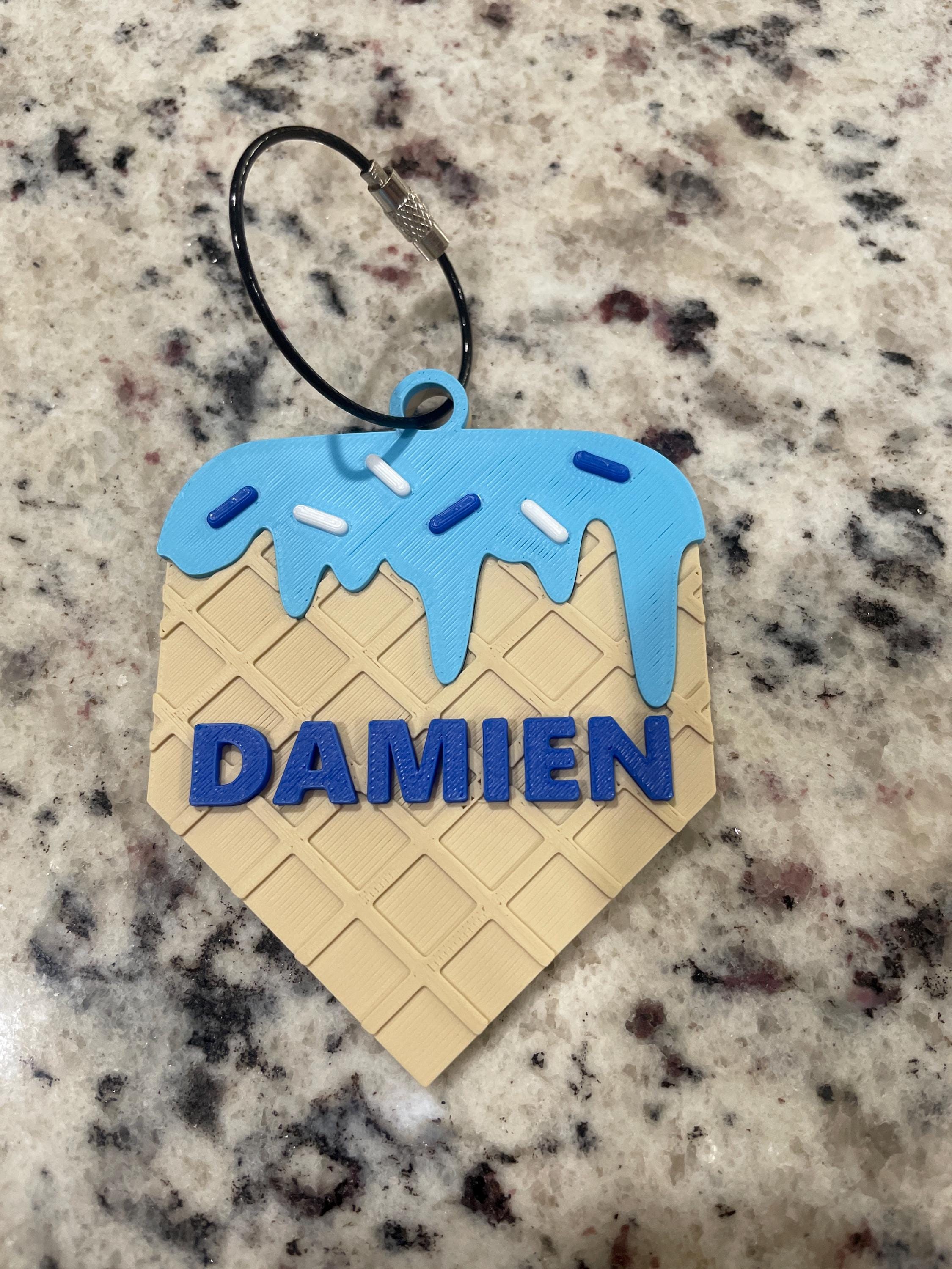 Baseball Bag Tag – Softball Bag Tag – Ice Cream Drip Home Plate – Personalized Bat or Backpack Tag – Custom Team Colors
