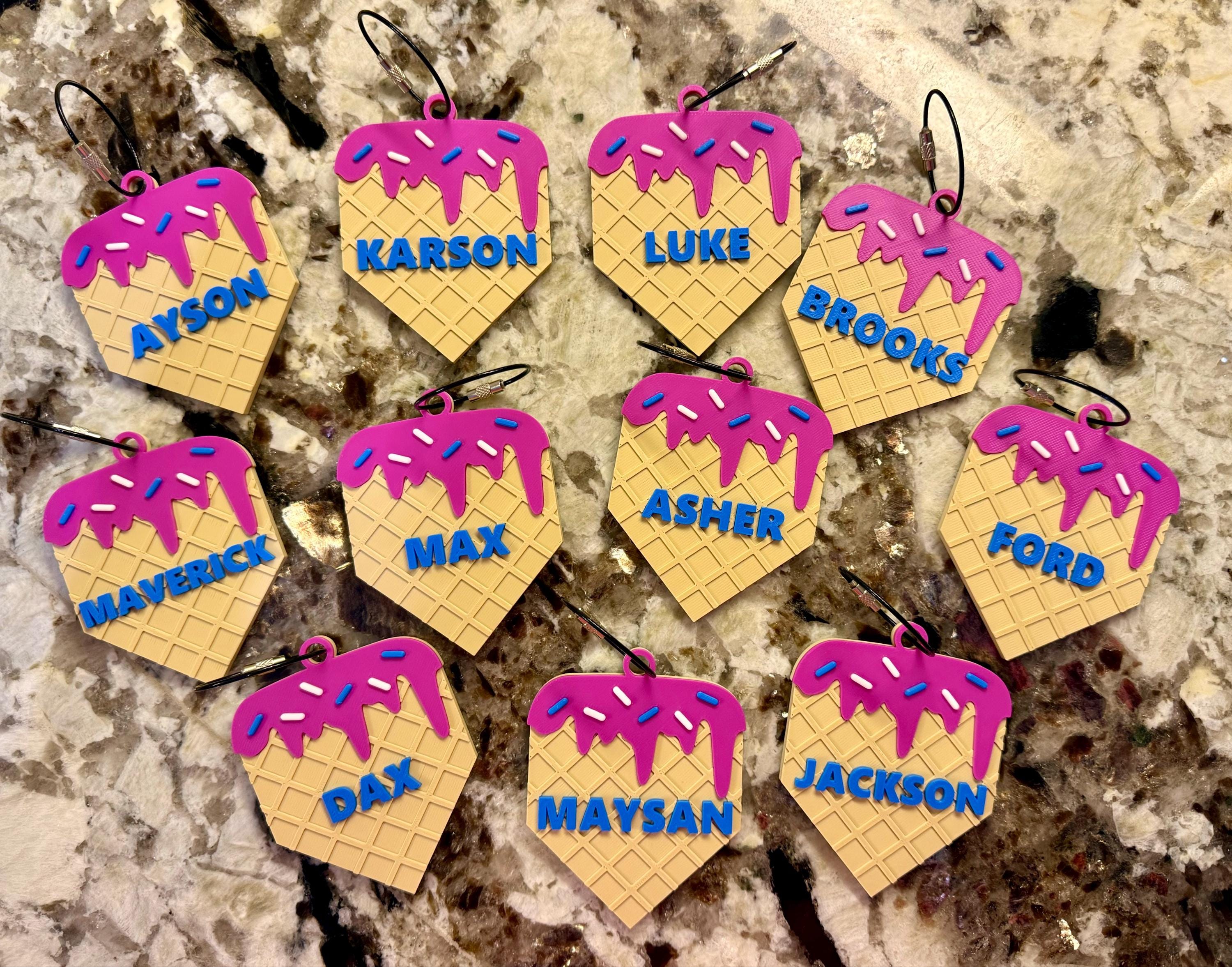 Baseball Bag Tag – Softball Bag Tag – Ice Cream Drip Home Plate – Personalized Bat or Backpack Tag – Custom Team Colors