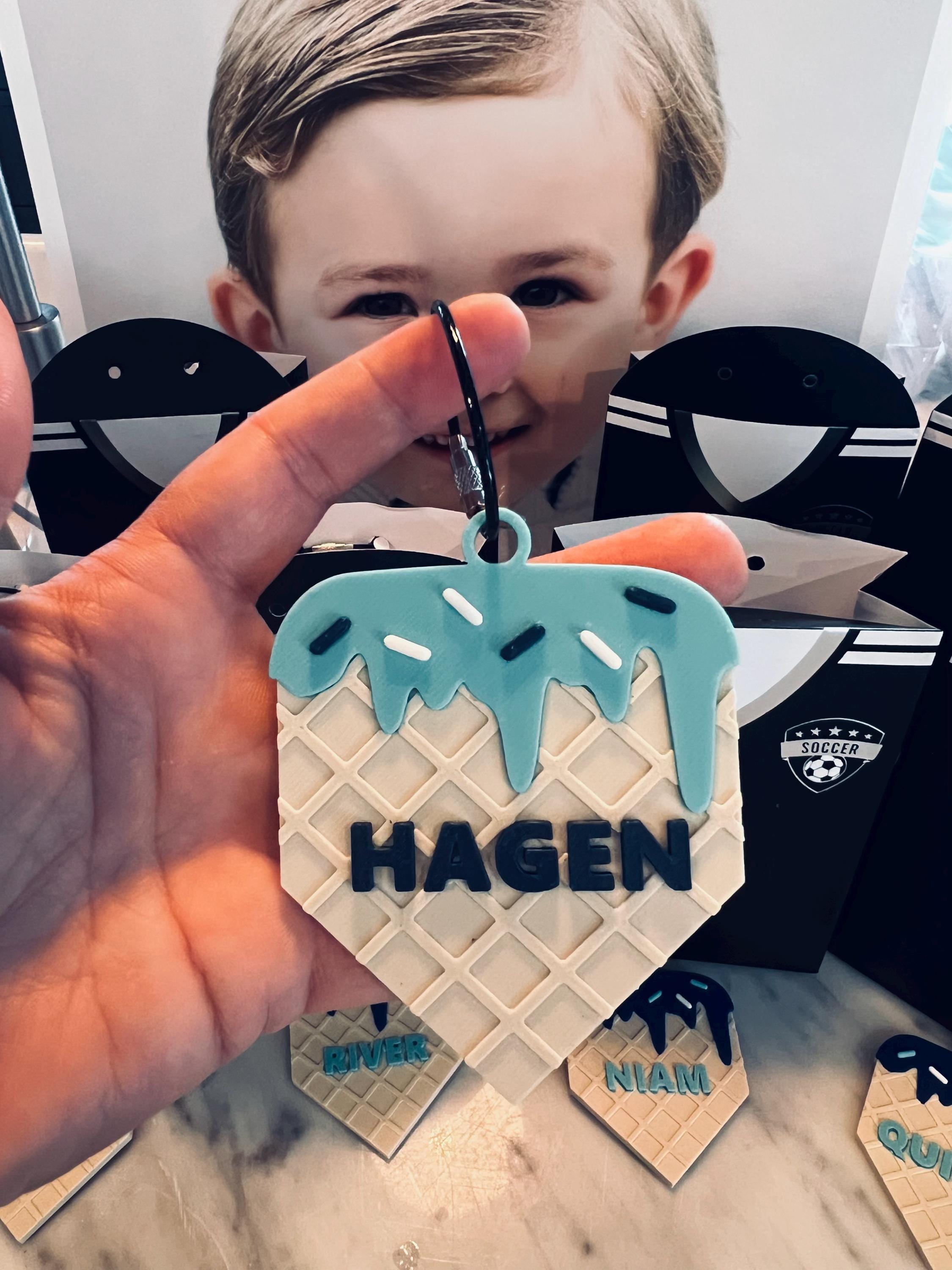 Baseball Bag Tag – Softball Bag Tag – Ice Cream Drip Home Plate – Personalized Bat or Backpack Tag – Custom Team Colors