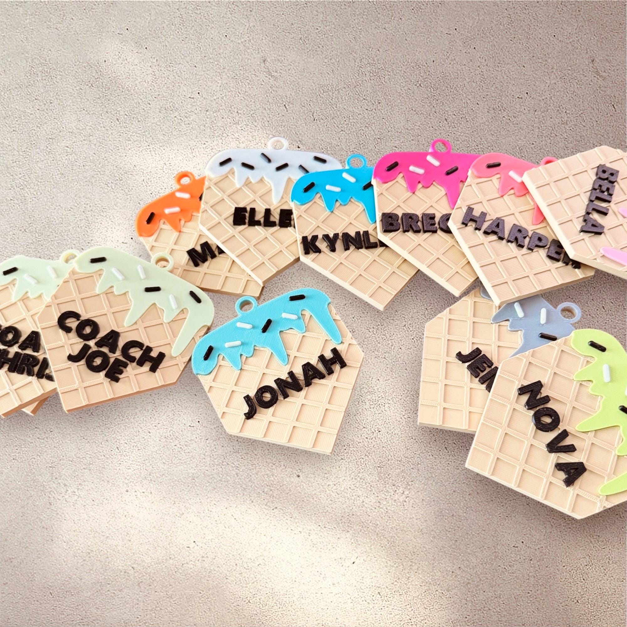 Baseball Bag Tag – Softball Bag Tag – Ice Cream Drip Home Plate – Personalized Bat or Backpack Tag – Custom Team Colors