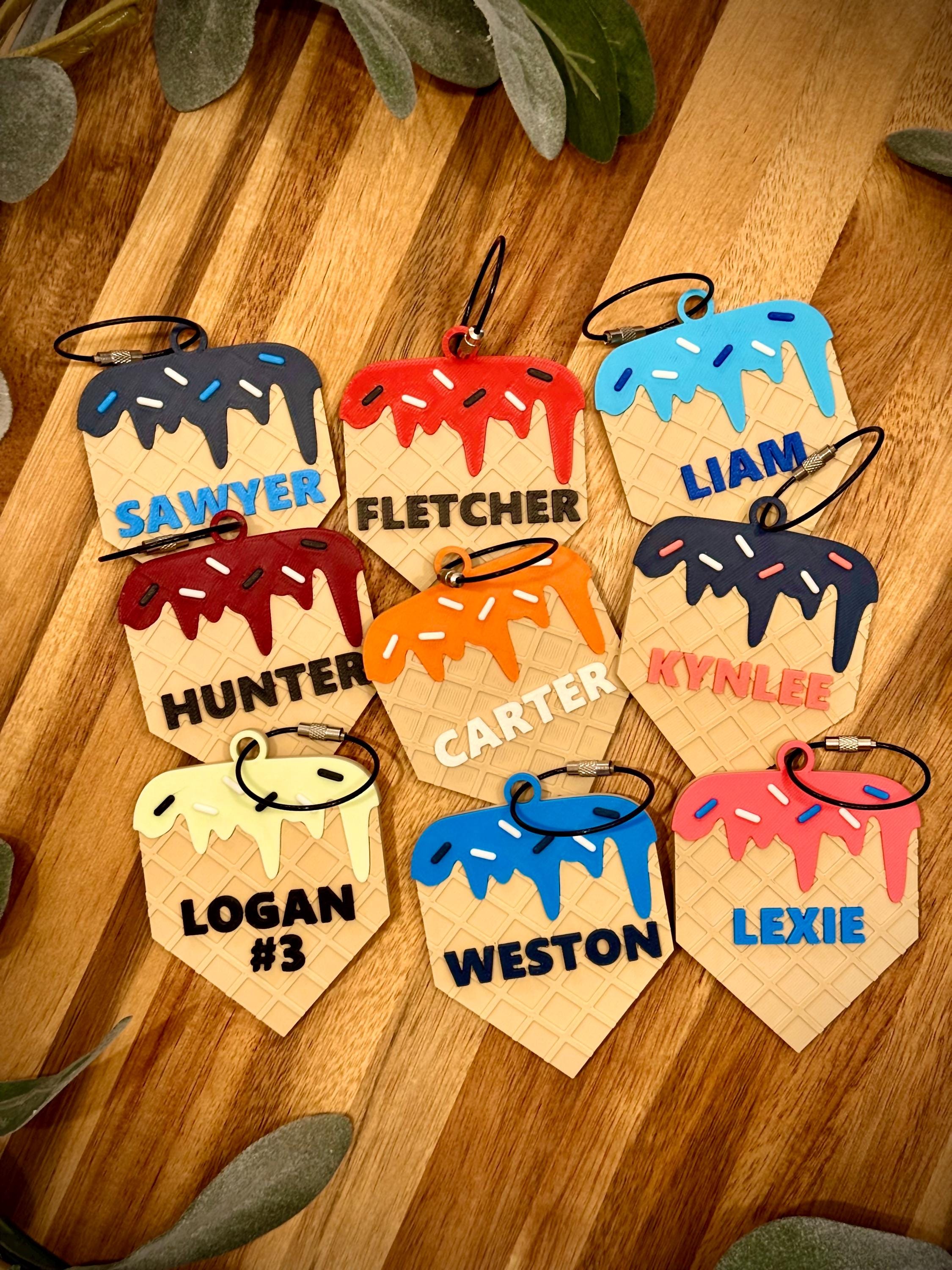 Baseball Bag Tag – Softball Bag Tag – Ice Cream Drip Home Plate – Personalized Bat or Backpack Tag – Custom Team Colors