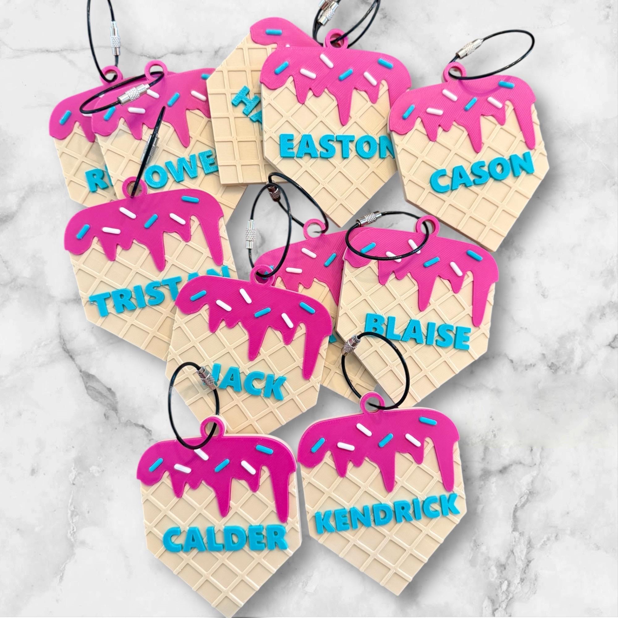 Baseball Bag Tag – Softball Bag Tag – Ice Cream Drip Home Plate – Personalized Bat or Backpack Tag – Custom Team Colors