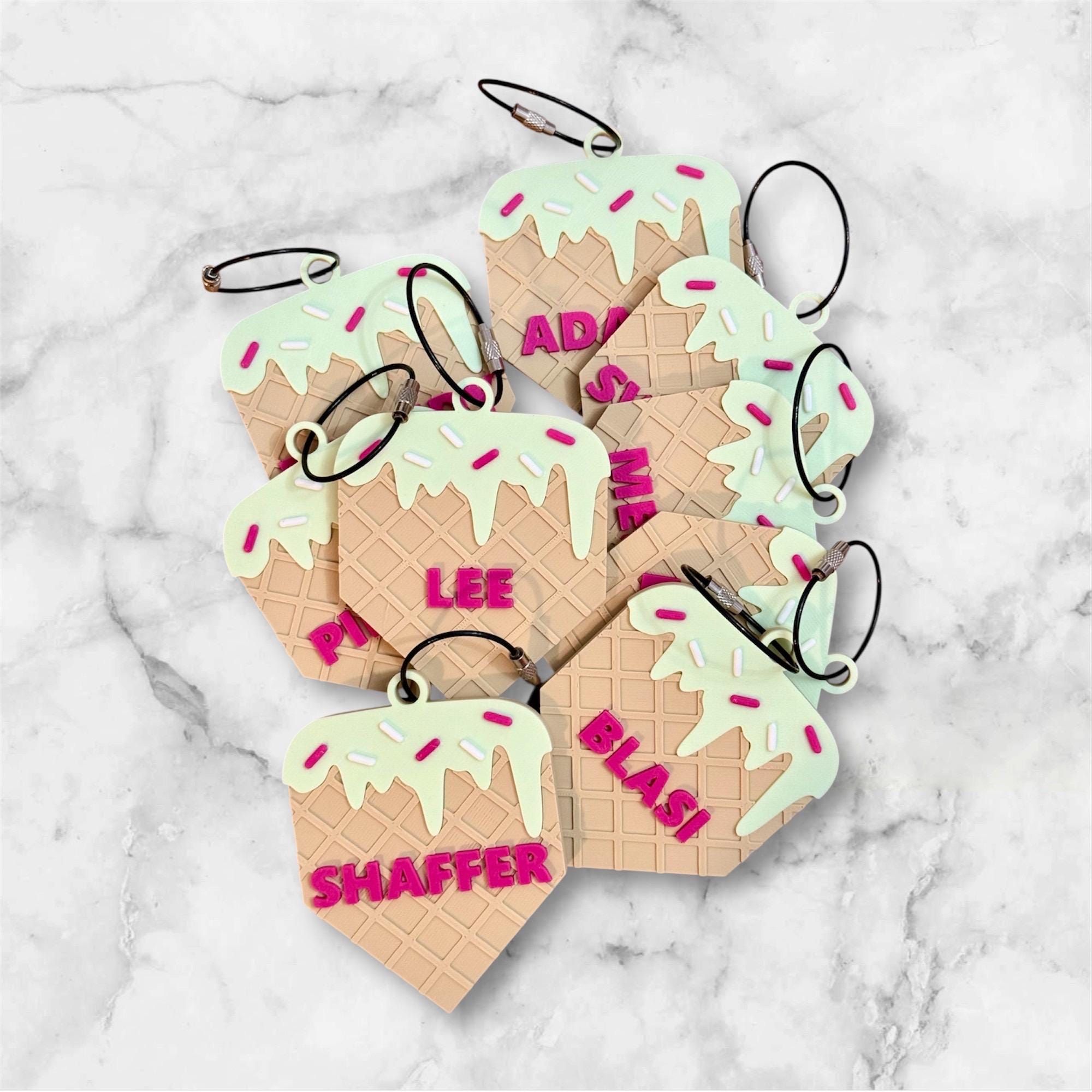 Baseball Bag Tag – Softball Bag Tag – Ice Cream Drip Home Plate – Personalized Bat or Backpack Tag – Custom Team Colors