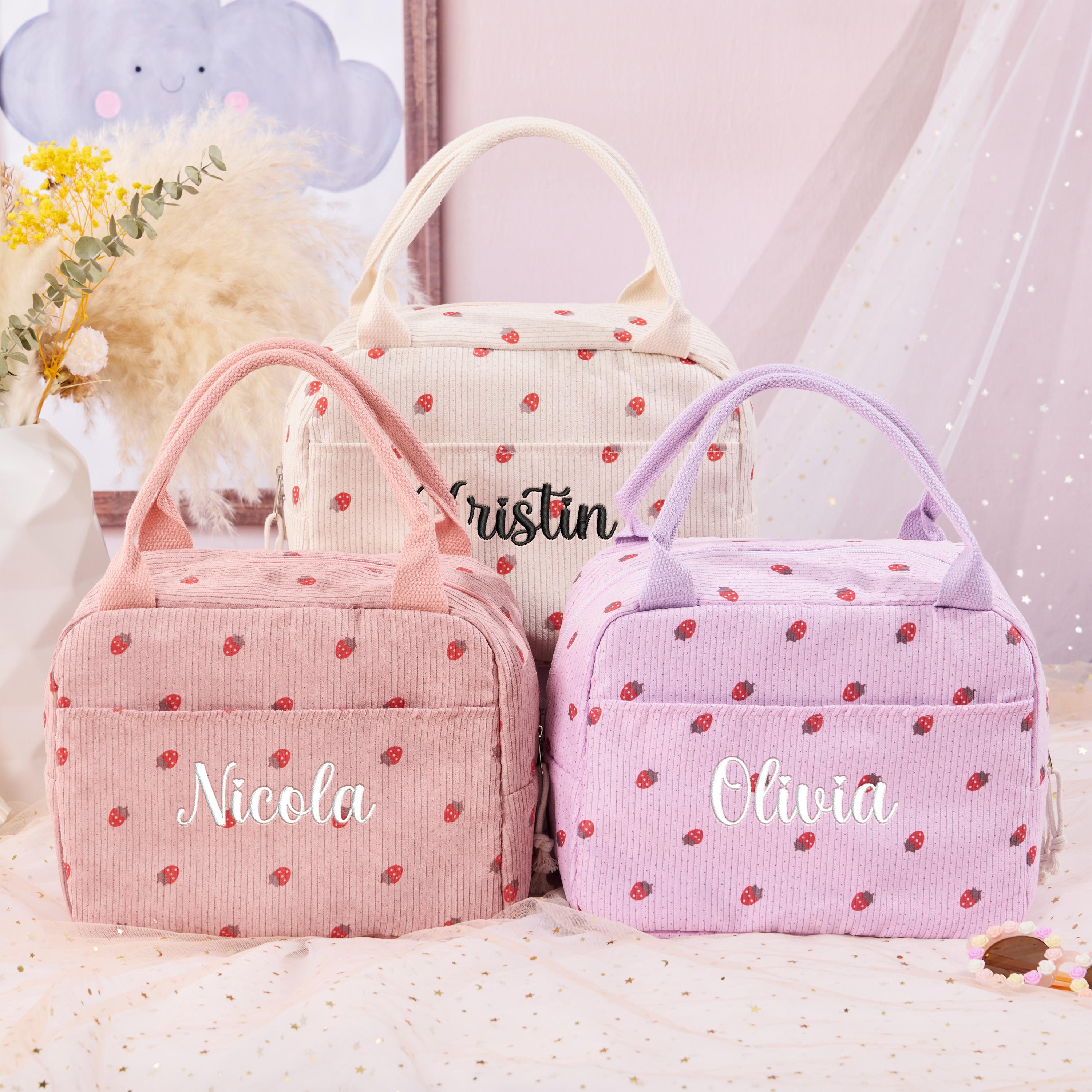 Personalized Lunch Box Bag Custom Lunch Box with Name Insulated cooler Back to School Gift Corduroy Backpack And Lunch Box Bag Birthday gift
