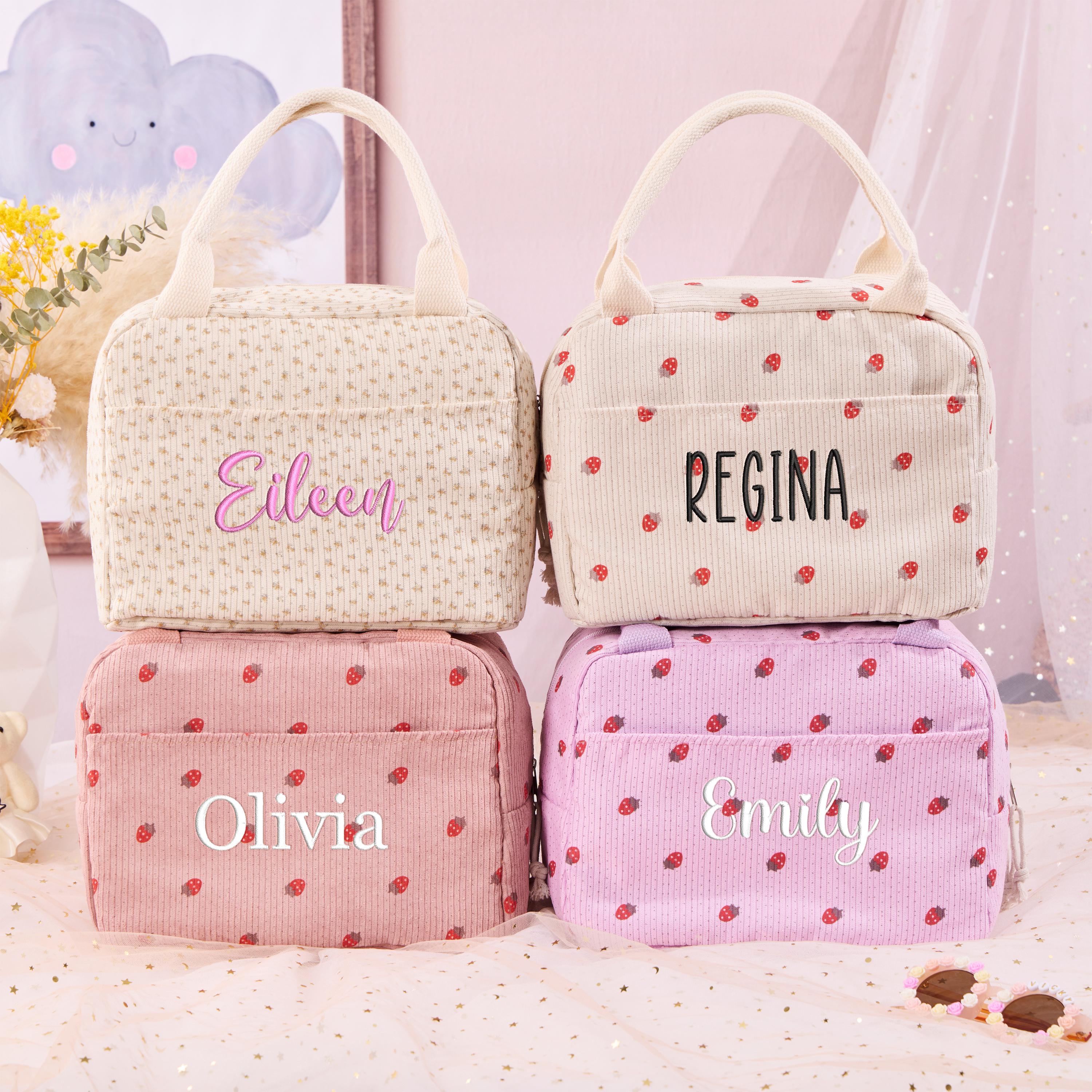 Personalized Lunch Box Bag Custom Lunch Box with Name Insulated cooler Back to School Gift Corduroy Backpack And Lunch Box Bag Birthday gift
