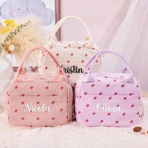 Personalized Lunch Box Bag Custom Lunch Box with Name Insulated cooler Back to School Gift Corduroy Backpack And Lunch Box Bag Birthday gift