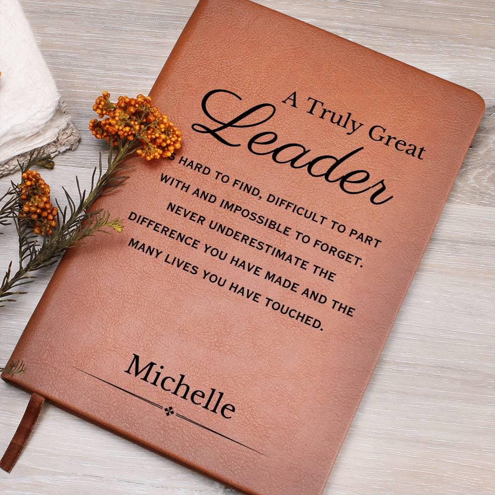Personalized Leader Gift, Custom Leather Journal, Gift for a Team Leader, Coach, Employee Appreciation, Coworker Mentor, Boss, Teacher gifts