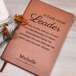 Personalized Leader Gift, Custom Leather Journal, Gift for a Team Leader, Coach, Employee Appreciation, Coworker Mentor, Boss, Teacher gifts
