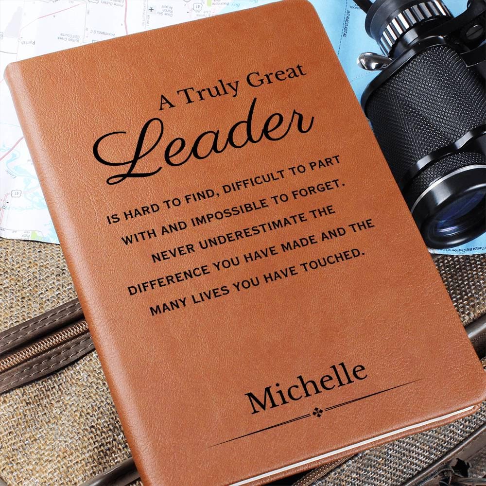 Personalized Leader Gift, Custom Leather Journal, Gift for a Team Leader, Coach, Employee Appreciation, Coworker Mentor, Boss, Teacher gifts