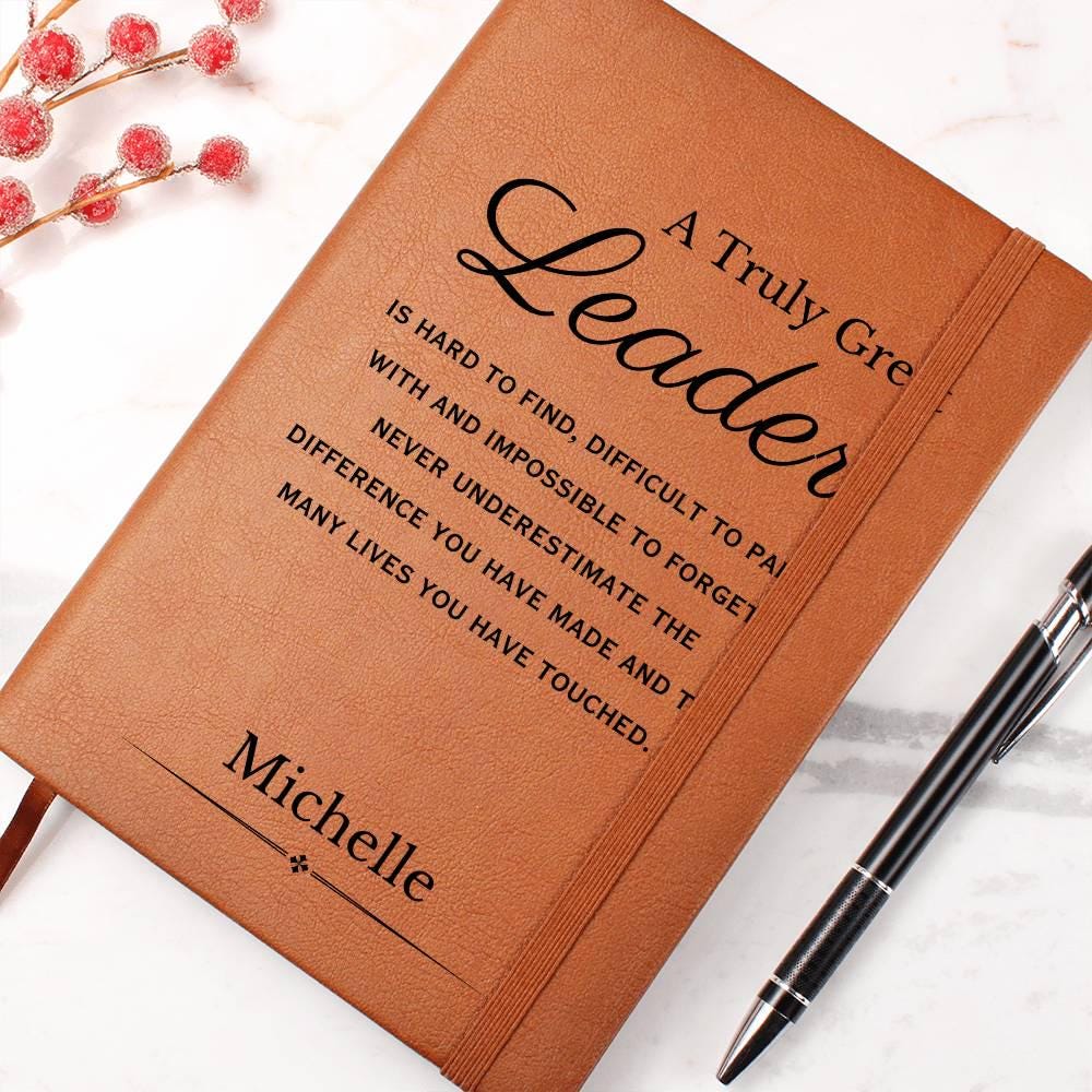 Personalized Leader Gift, Custom Leather Journal, Gift for a Team Leader, Coach, Employee Appreciation, Coworker Mentor, Boss, Teacher gifts