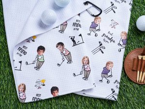 Personalized Golf Towel With Kids Photo,Golf Lover Gift,Custom Funny Kid Face Photo On Golf Towel,Best Dad By Par Towel Gift,Christmas gifts