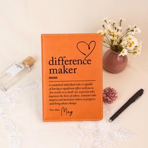 Difference Maker Journal, Custom Leather Journal, Mentor Gift, Difference Maker Definition Gift, Leader Present, Appreciation Gift