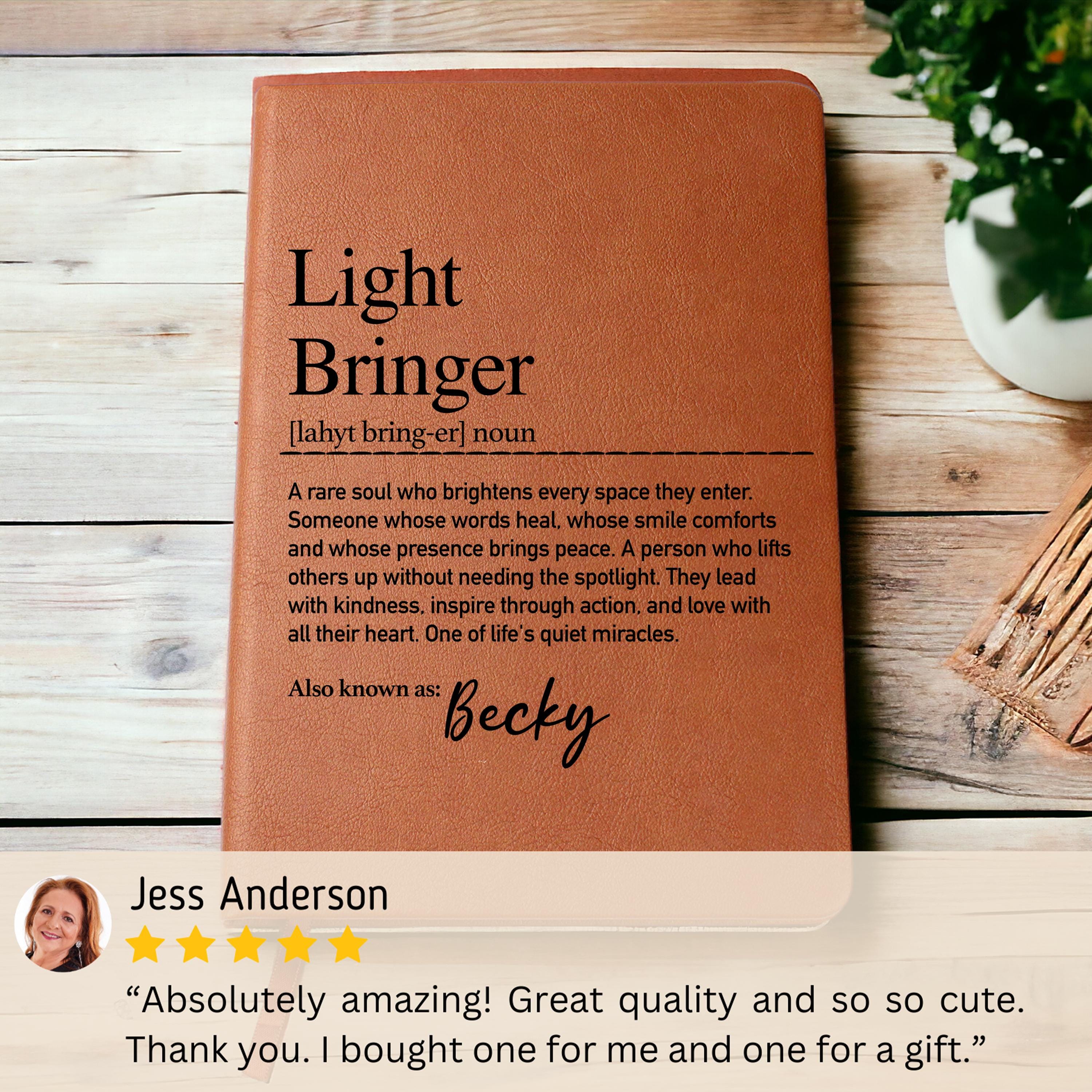 Personalized Vegan Leather Journal: Light Bringer Journal, Appreciation Gift