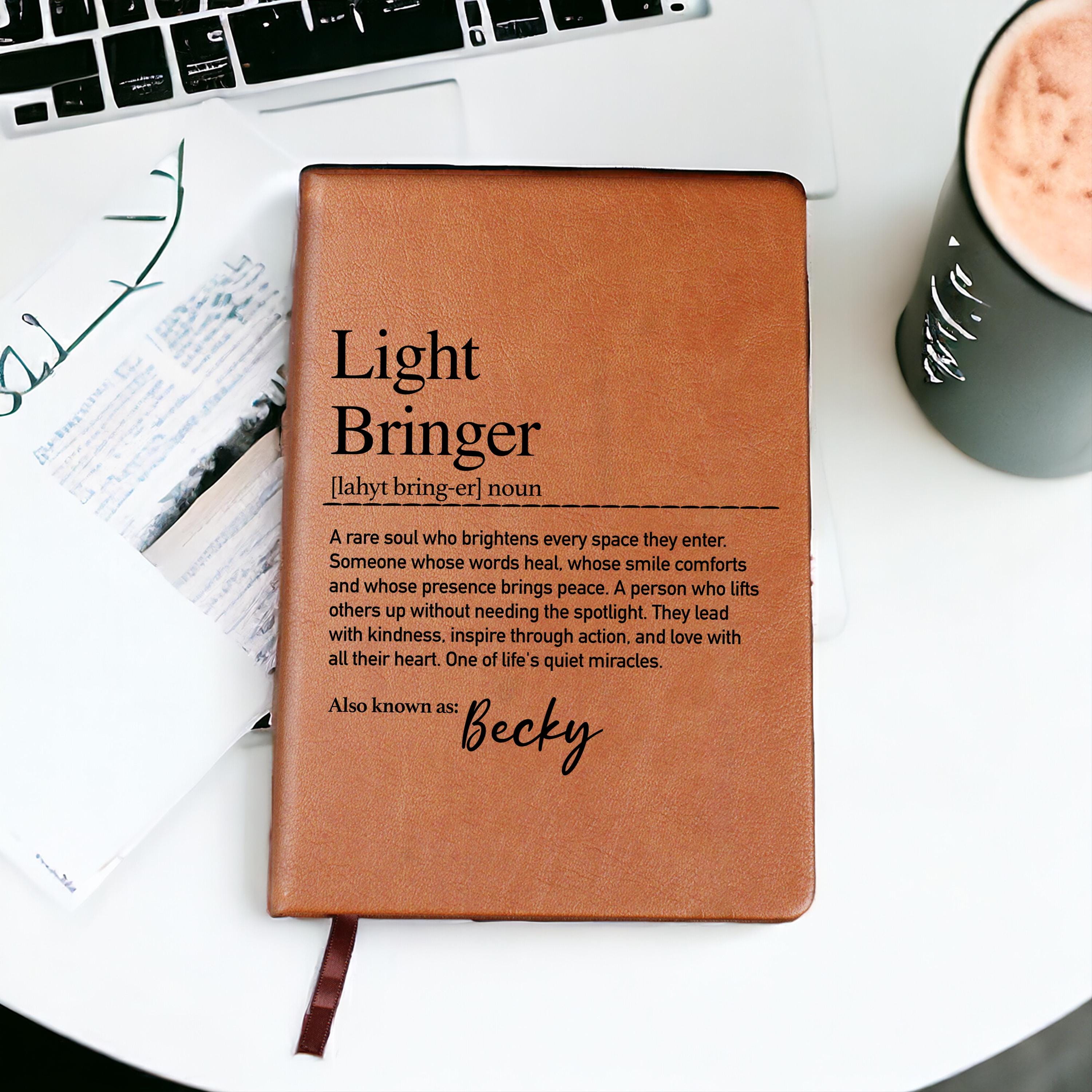 Personalized Vegan Leather Journal: Light Bringer Journal, Appreciation Gift