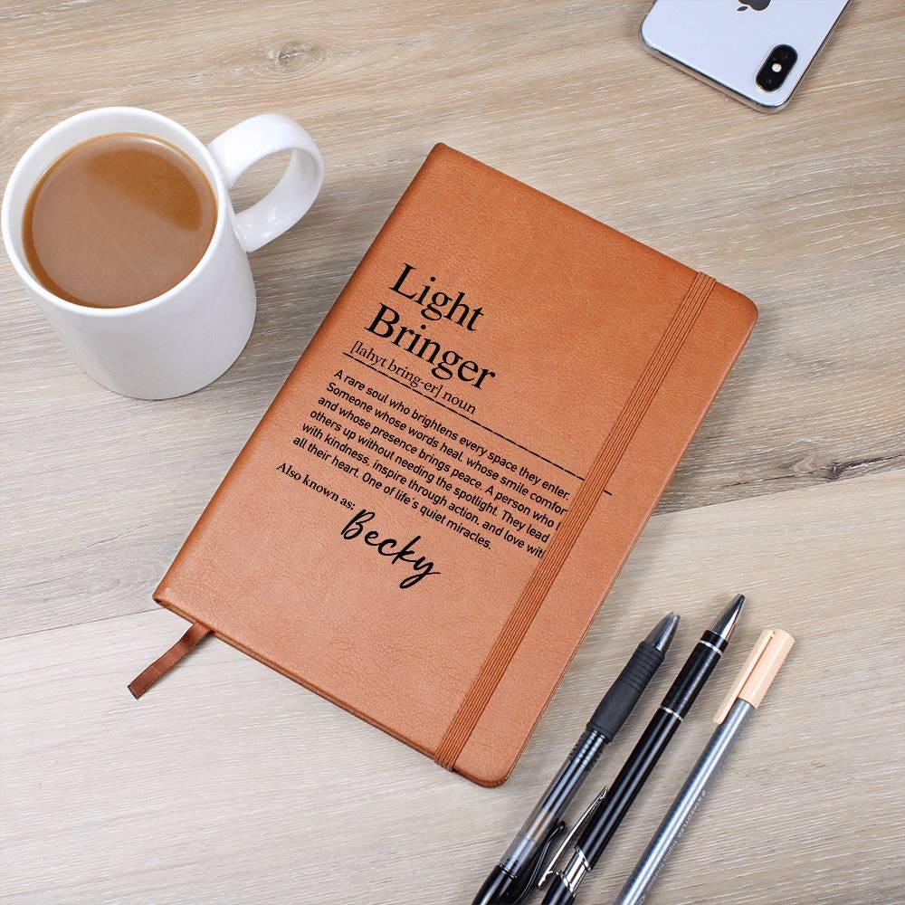 Personalized Vegan Leather Journal: Light Bringer Journal, Appreciation Gift