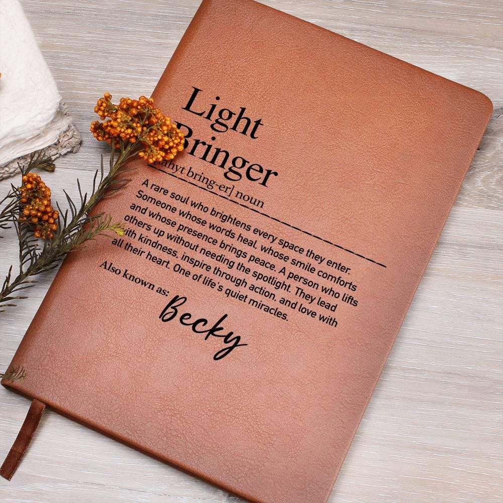 Personalized Vegan Leather Journal: Light Bringer Journal, Appreciation Gift