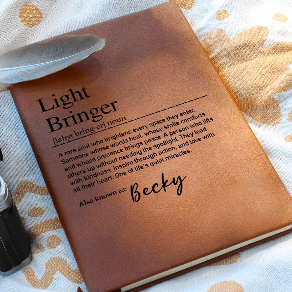 Personalized Vegan Leather Journal: Light Bringer Journal, Appreciation Gift