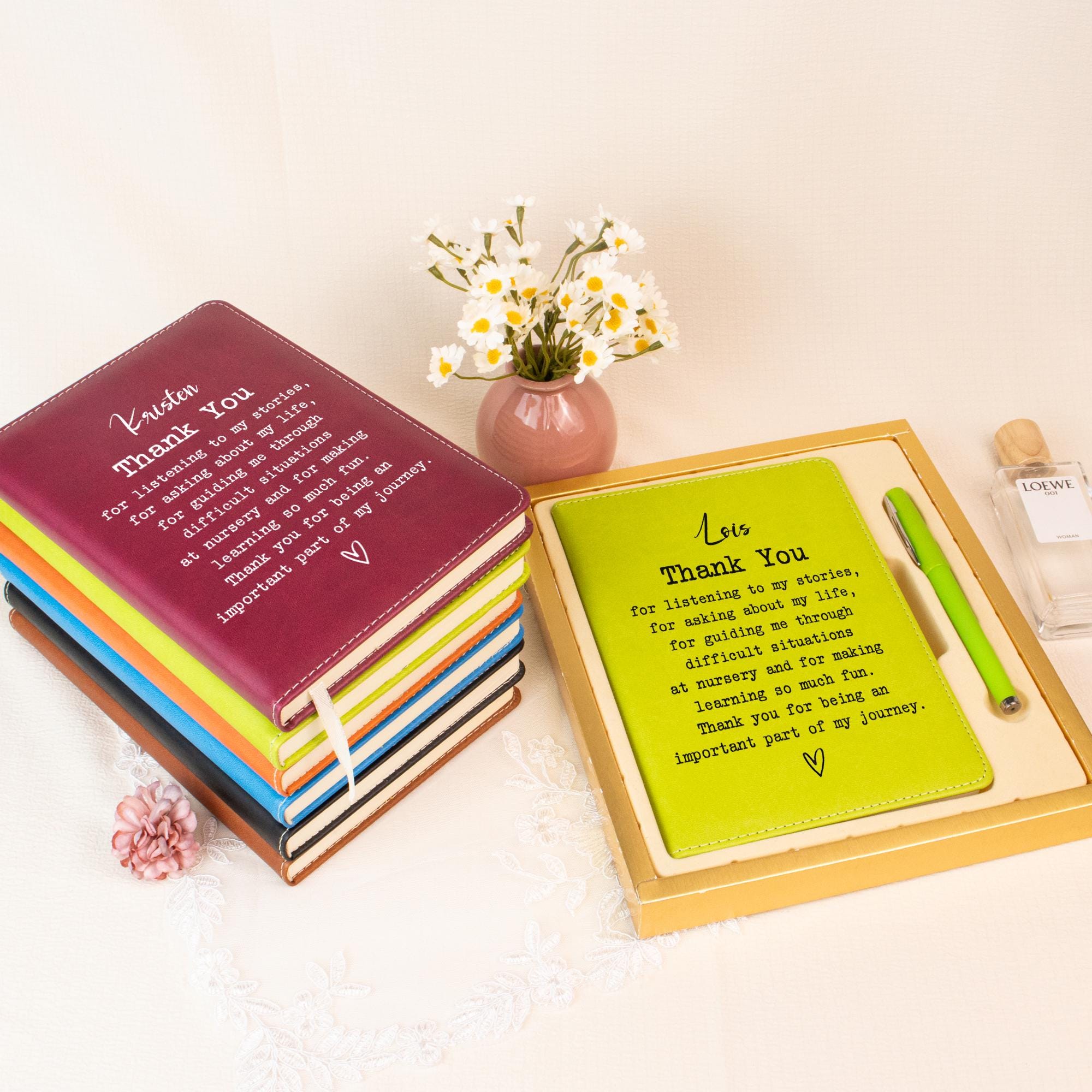 Personalized Teacher Journal, Custom Than You Journal, Appreciation Gift, Leather Journal for Professor, Mentor Gift, Thank You Gift