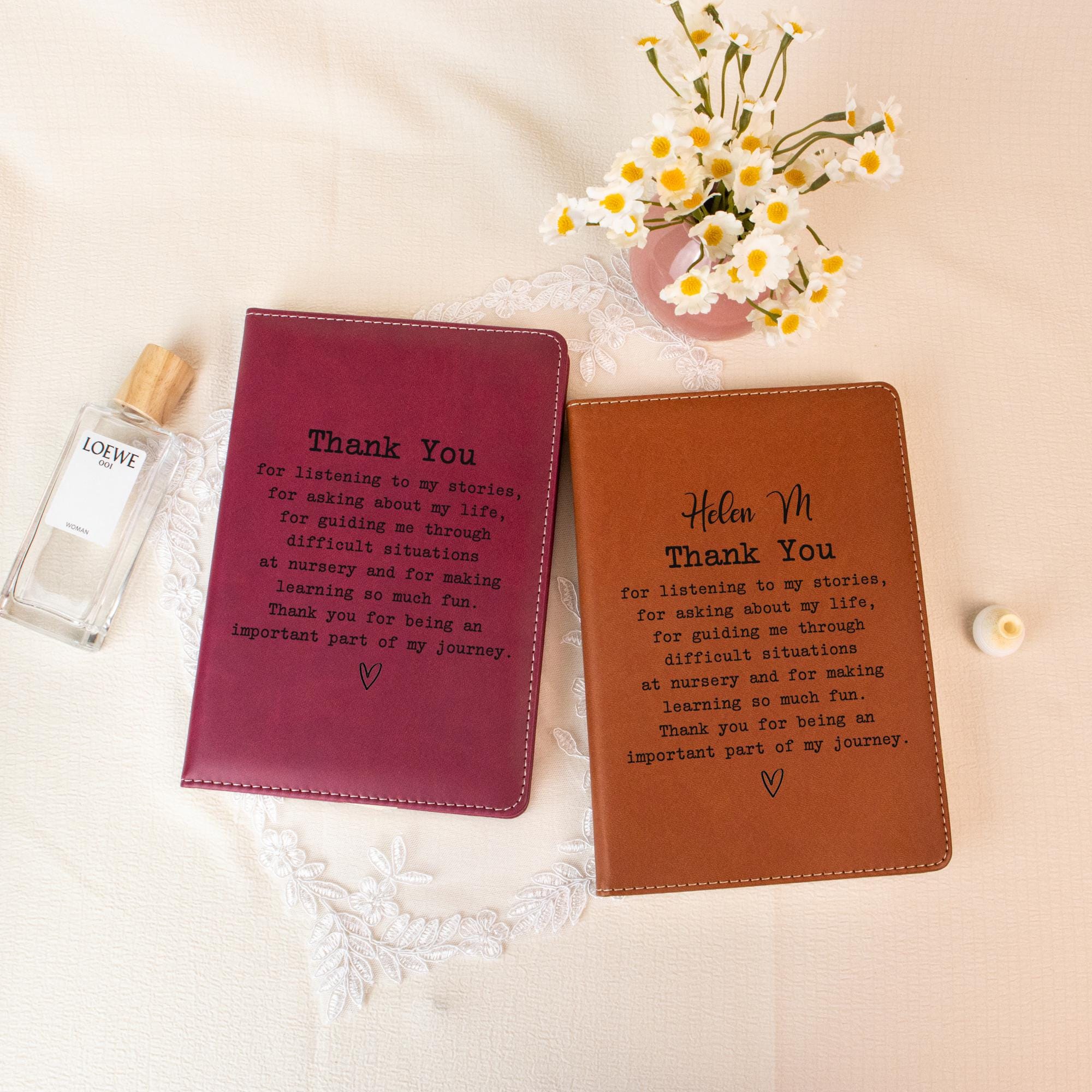 Personalized Teacher Journal, Custom Than You Journal, Appreciation Gift, Leather Journal for Professor, Mentor Gift, Thank You Gift