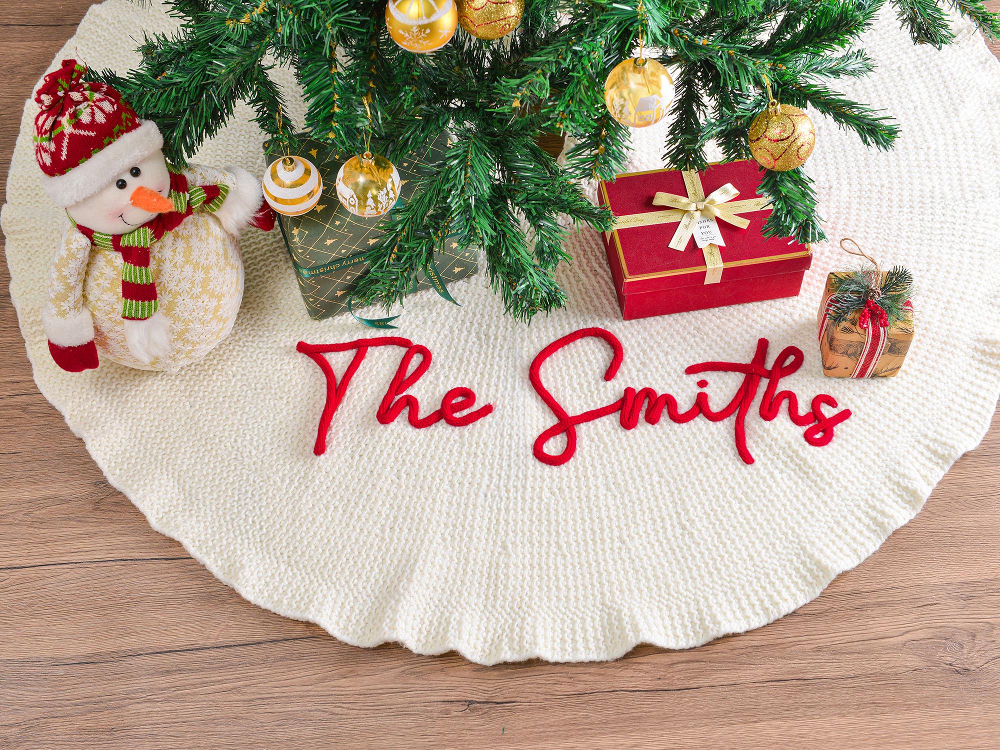 Personalized Christmas Tree Skirt, Family Christmas Tree Skirts, Custom House Warming Gift, Christmas Home Decor, Christmas Decorations