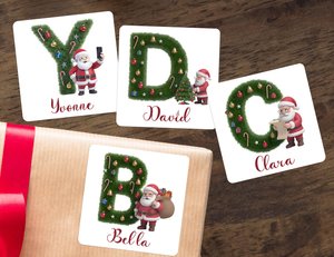 Custom Christmas Name and Initial Sticker Labels/Christmas Stickers/Christmas Labels/Christmas Gift Tag/Custom Santa Stickers/Gift Wrap Tag
