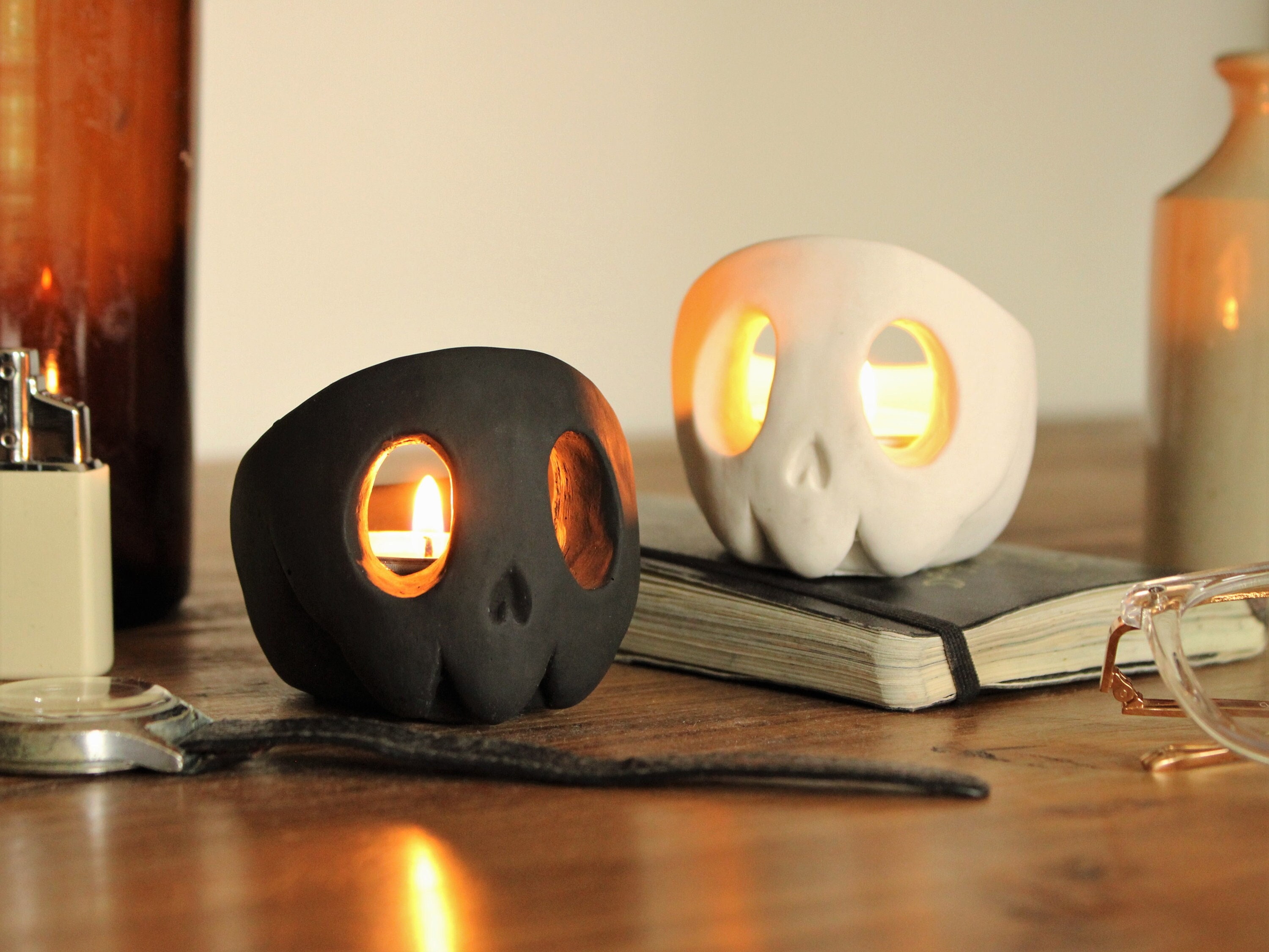 Skull Candle Holder Set | Tealight | Gift | Halloween Decoration