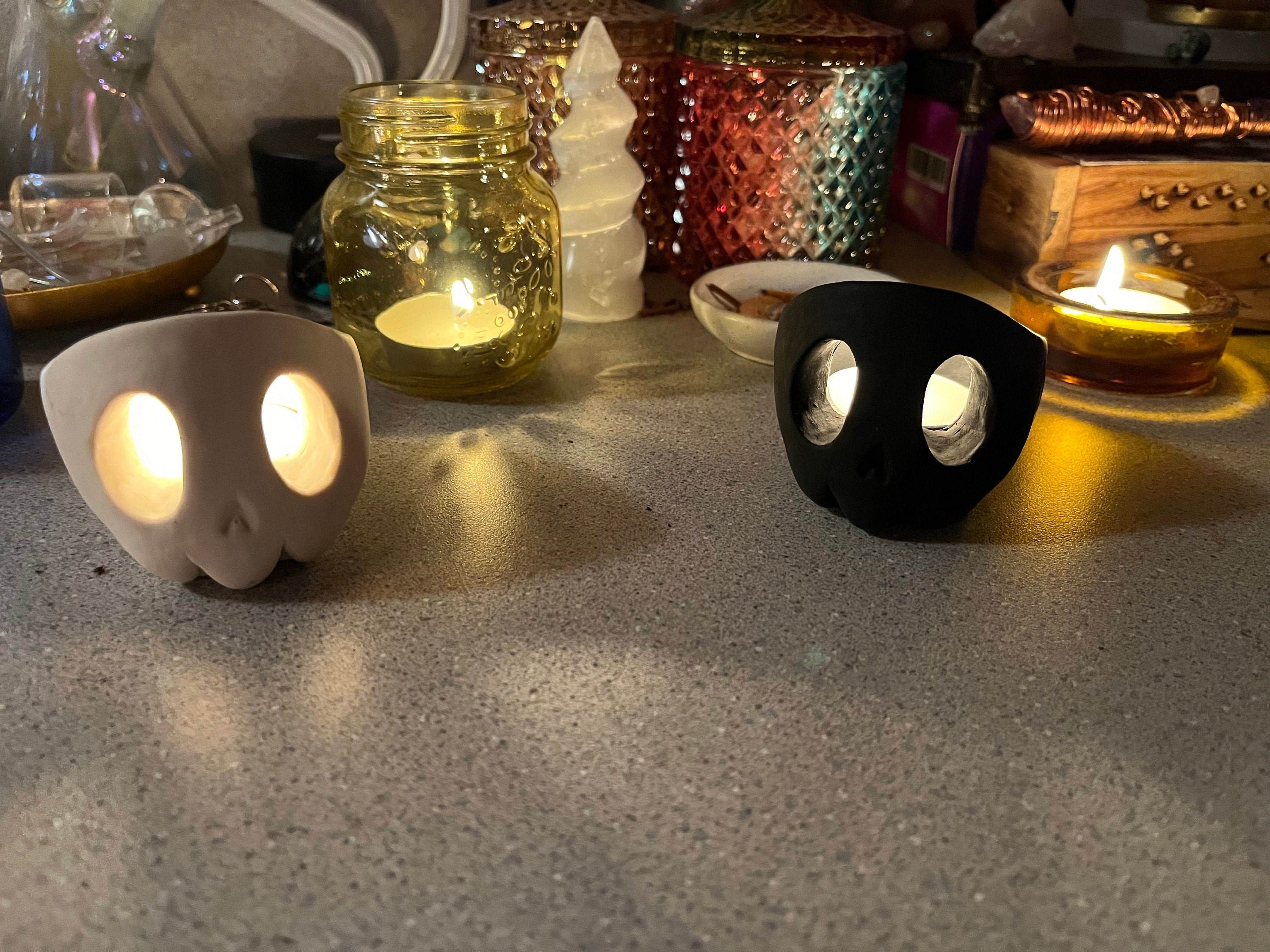 Skull Candle Holder Set | Tealight | Gift | Halloween Decoration