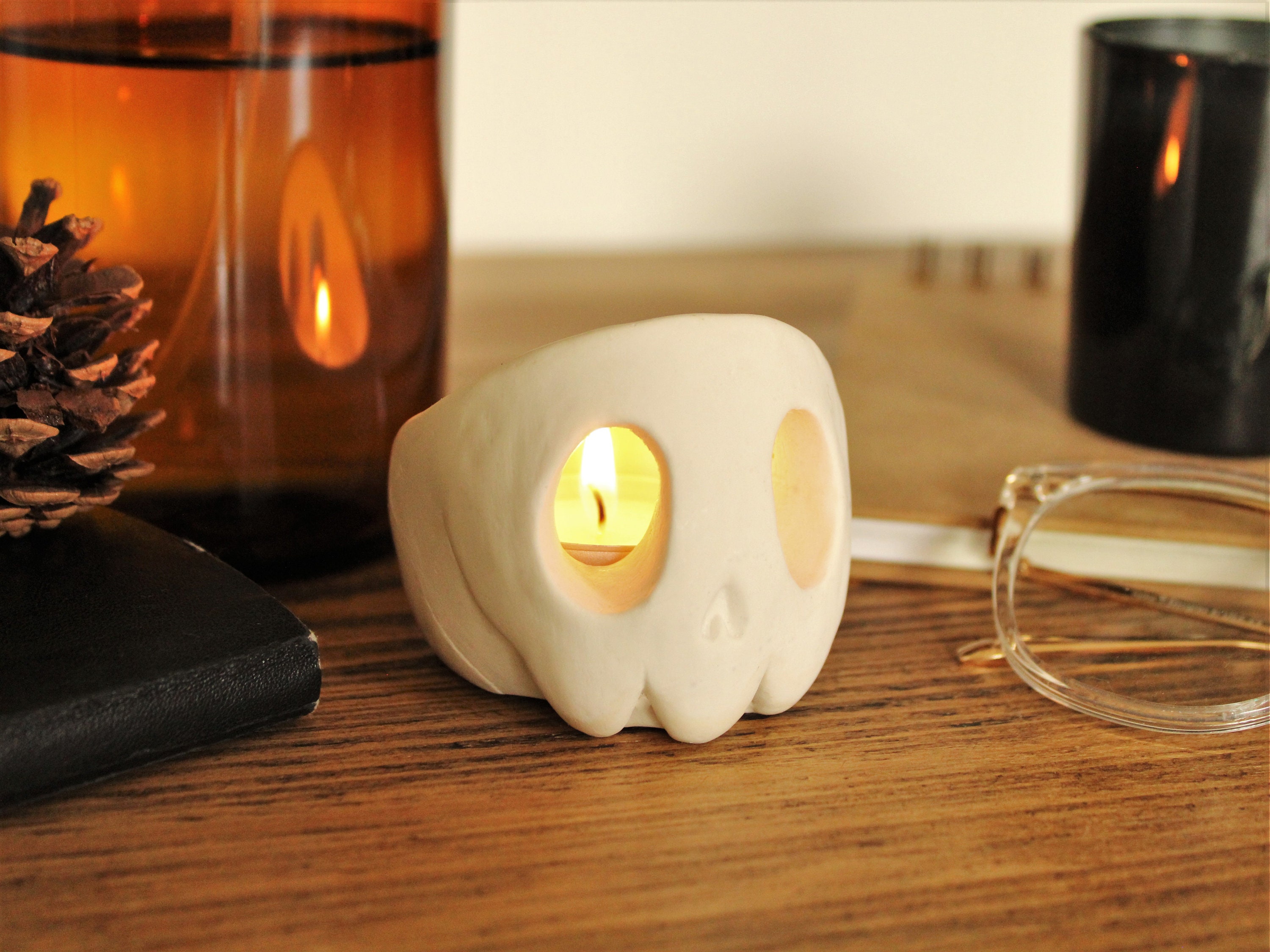 Skull Candle Holder Set | Tealight | Gift | Halloween Decoration