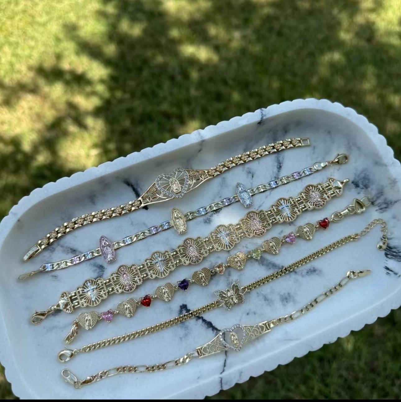 Our Lady of Guadalupe Bracelets- Gold Plated Jewerly- Pulseras De la Virgen De guadalupe - Gold dipped 14K Bracelet. Gold Filled Bracelets