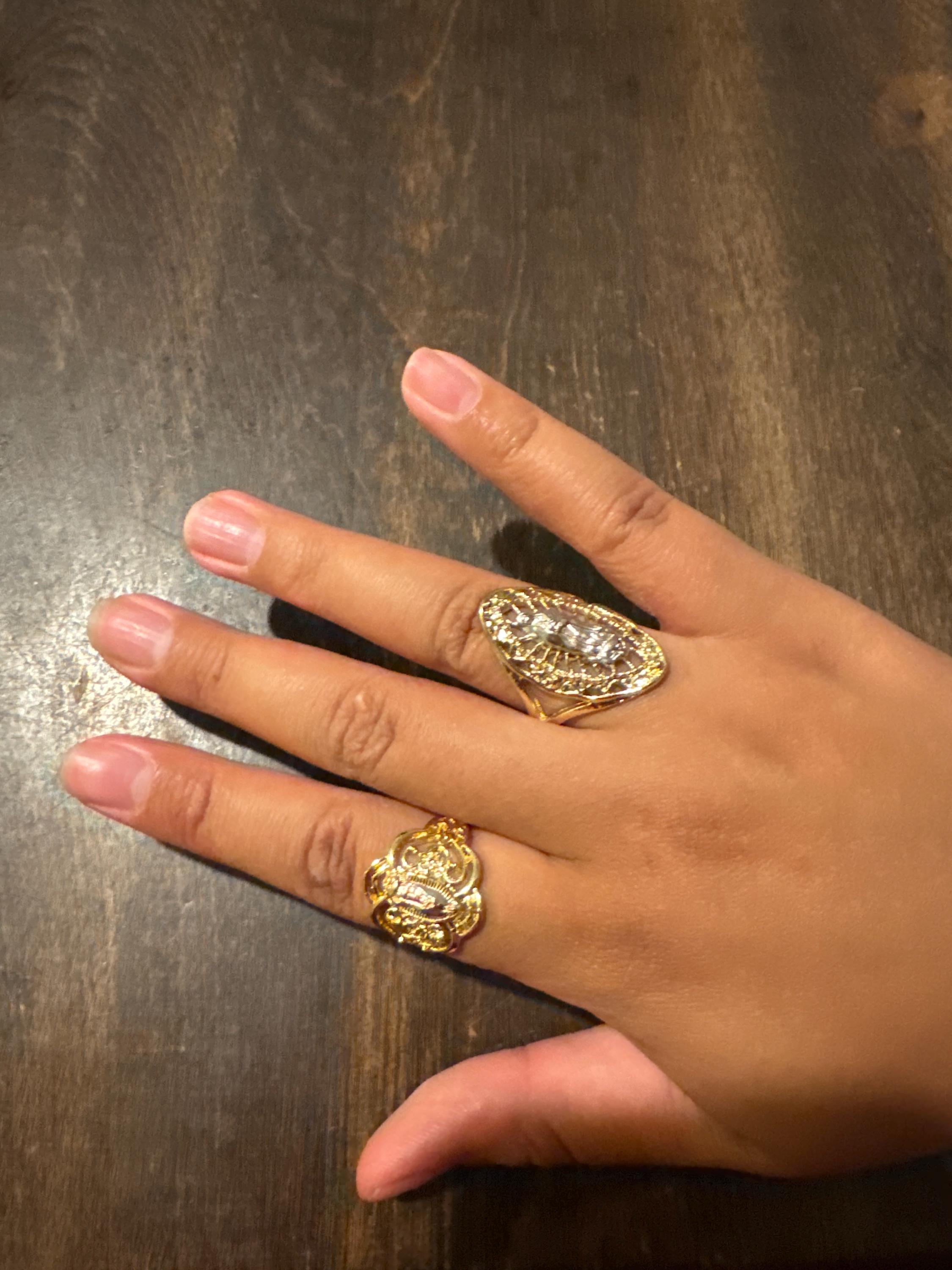 Our Lady of Guadalupe Gold Rings- Gold Plated Jewerly- Anillos De la Virgen De guadalupe - Gold dipped 14K Rings. Gold Filled layer Rings