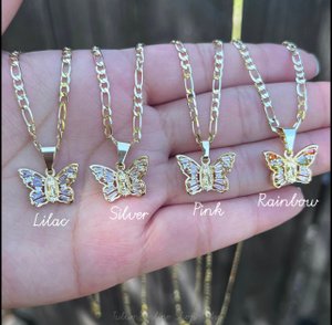 Butterfly Necklace Gold Plated. Our Lady of Guadalupe Gold Necklace. Gold Filled. Virgen de Guadalupe Cadena de Oro Laminado. Gold Plated