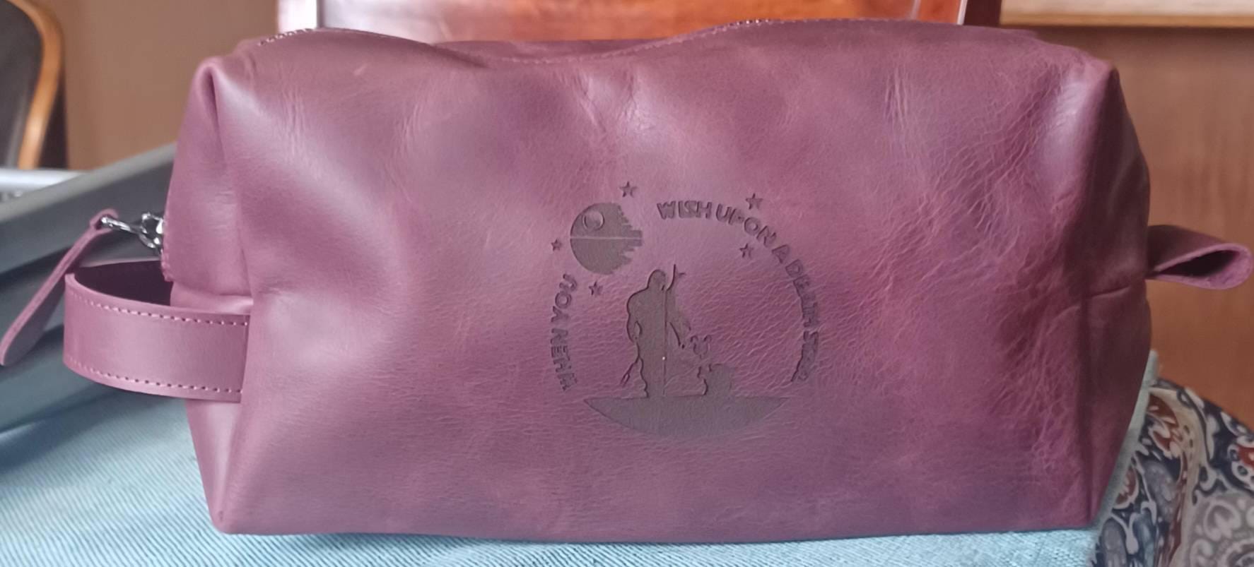 Personalized S Wars Inspired Leather DoppKit Bag, Engraved Mens Toiletry Bag, Star W Lover Wedding Gift, Fathers Day Gift for Husband Him