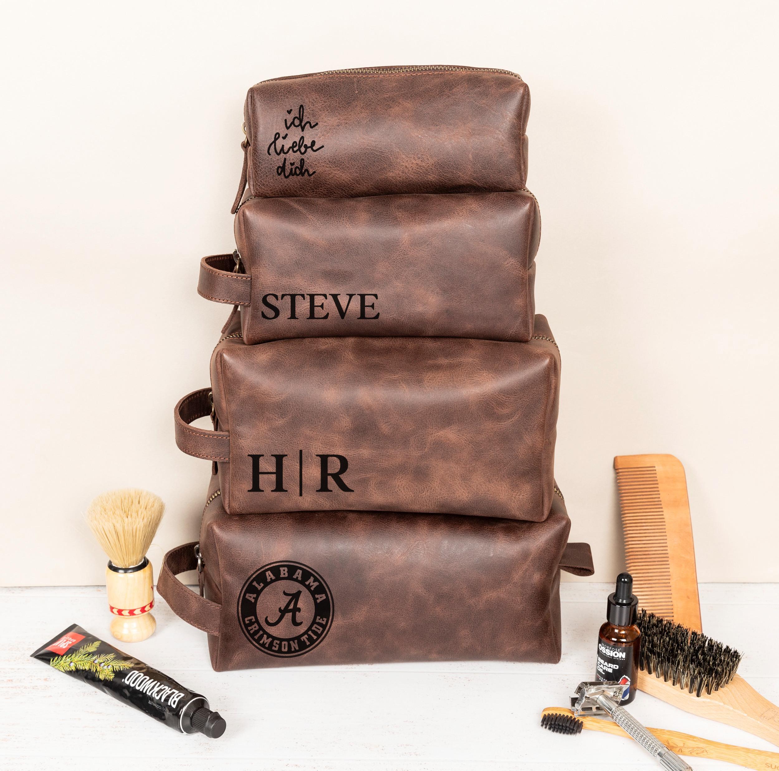 Personalized S Wars Inspired Leather DoppKit Bag, Engraved Mens Toiletry Bag, Star W Lover Wedding Gift, Fathers Day Gift for Husband Him