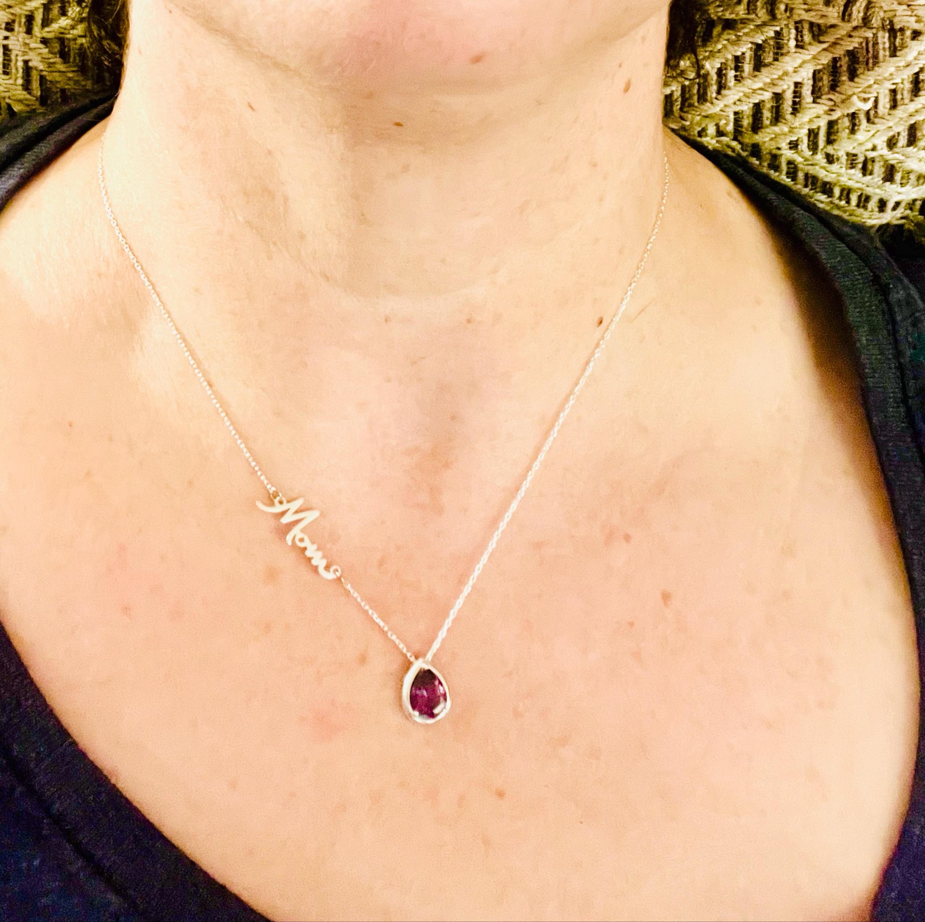 Handmade Alexandrite Birthstone Necklace, Personalized June Birthstone Name Necklace, Anniversary Gifts for Wife, Christmas Gift for Her